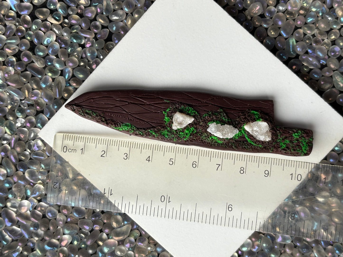 Druzy Quartz Crystal Gemstone Enchanted Forest Wooden Clay Knife