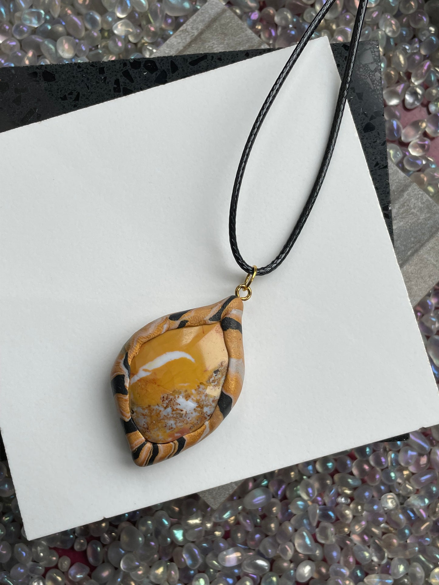 Yellow Ocean Jasper Gemstone Crystal Necklace