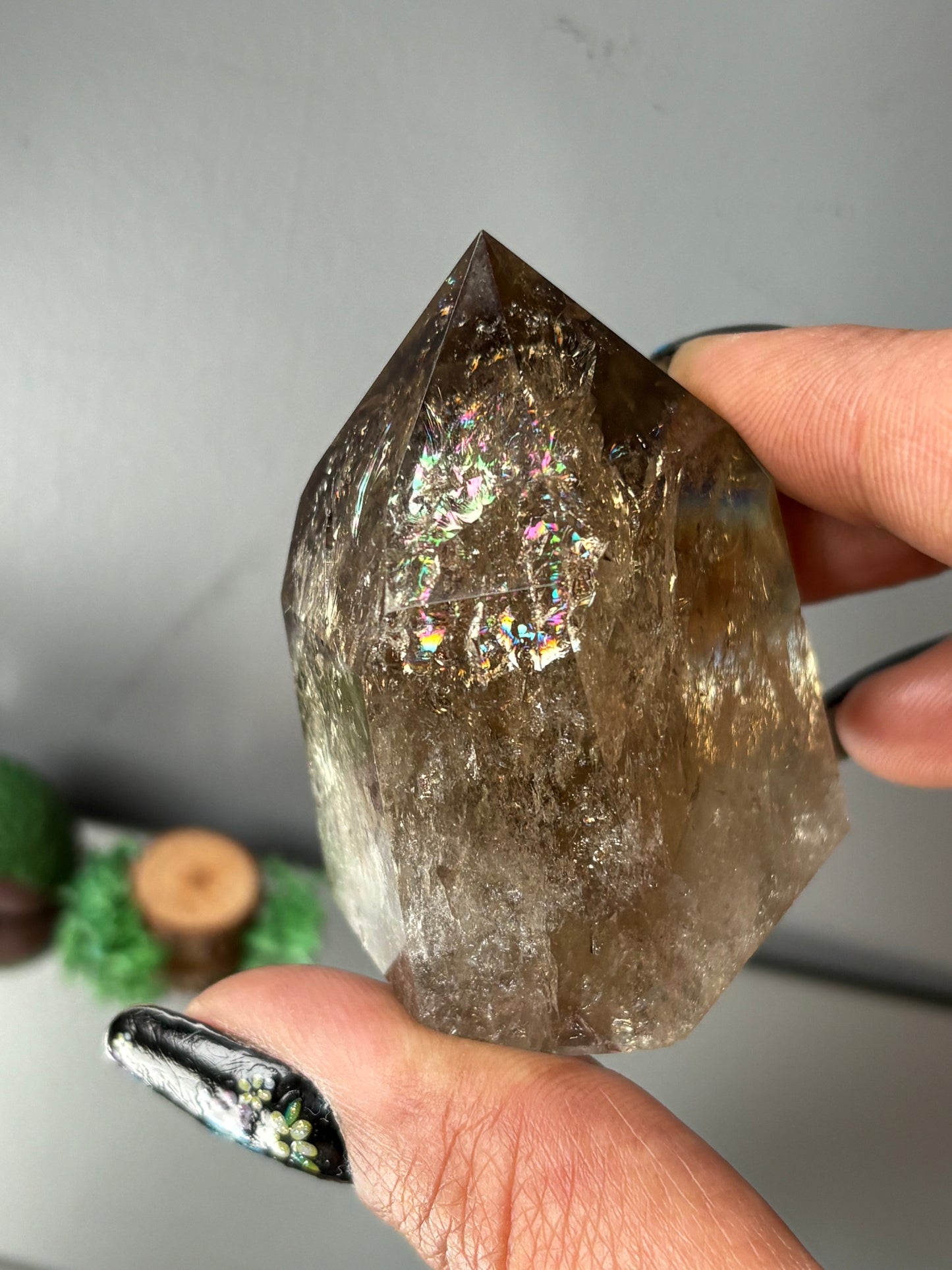 Rainbow Phantom Smoky Citrine Crystal Gemstone Tower Point - P3