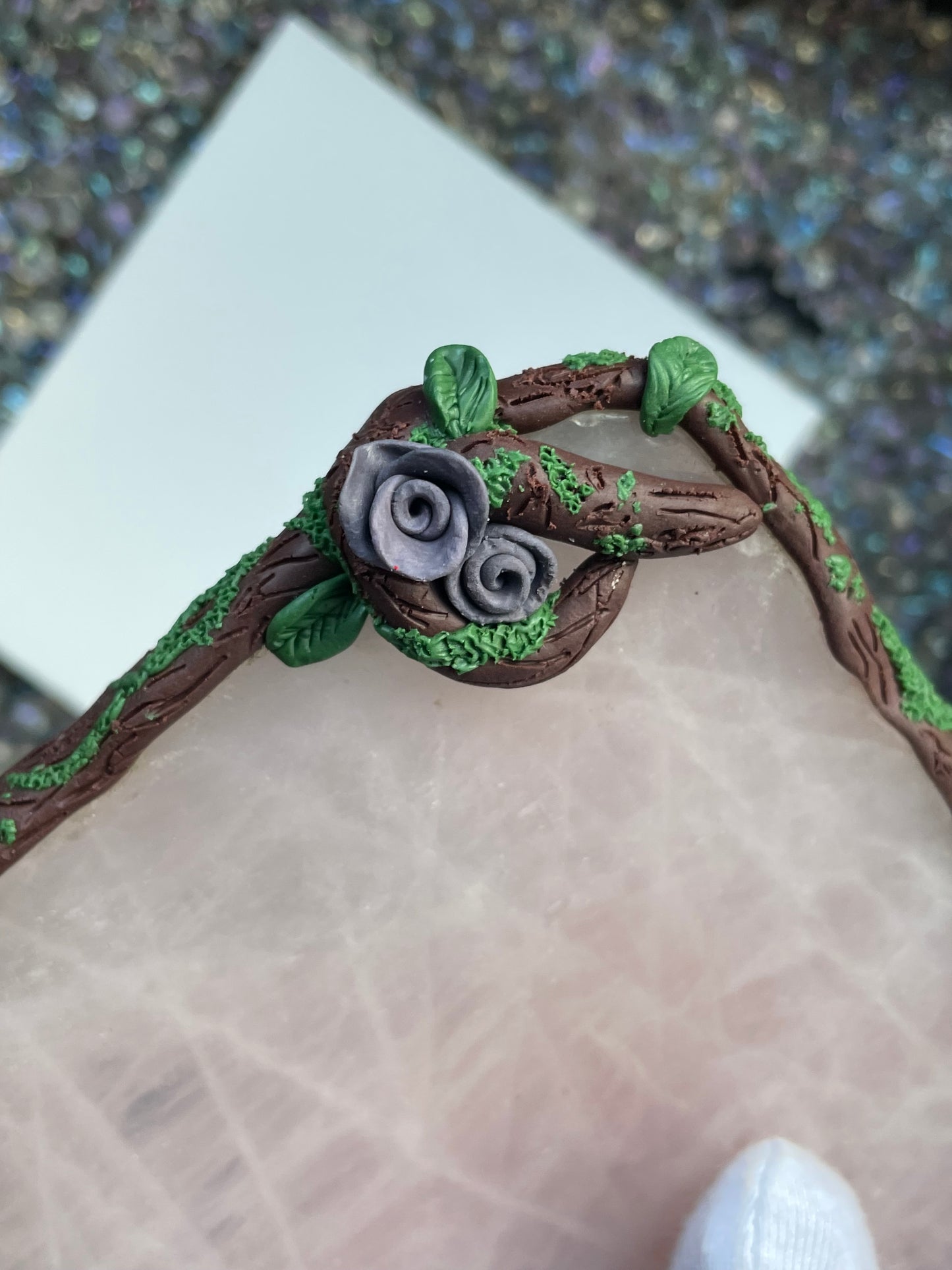 Enchanted Forest Rose Quartz Crystal Gemstone Coaster