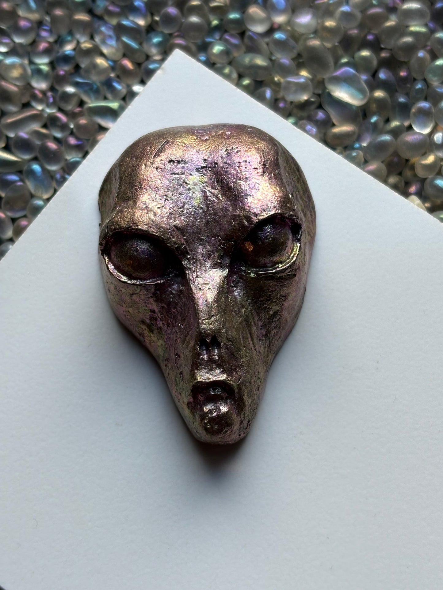 Pink Bismuth Crystal Alien Metal Art Sculpture