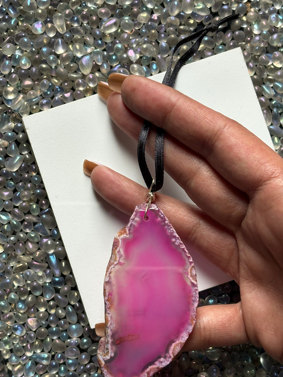 Agate Crystal Gemstone Slice Wall Tree Hanging (2)