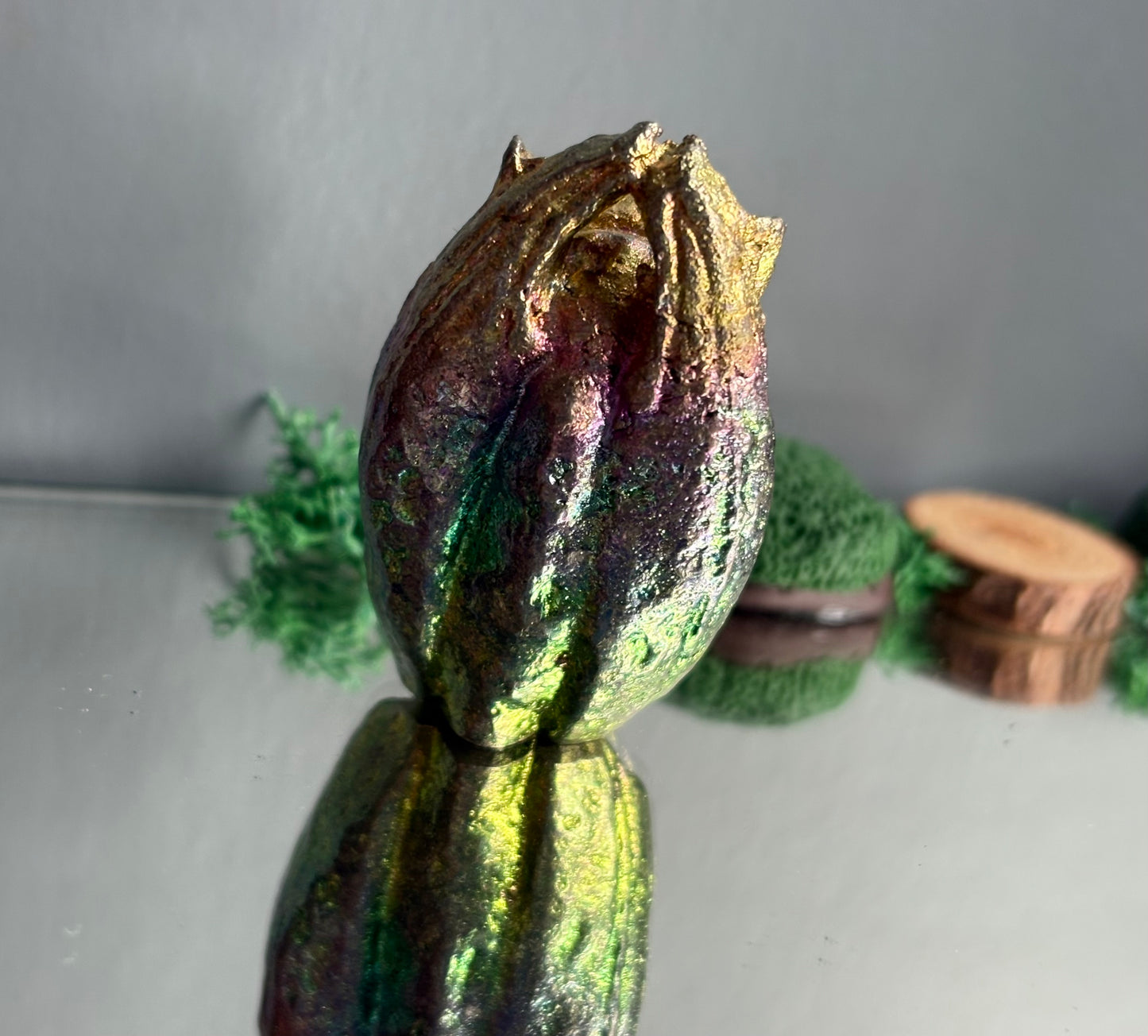 Rainbow Bismuth Crystal Gargoyle Metal Art Sculpture (1)