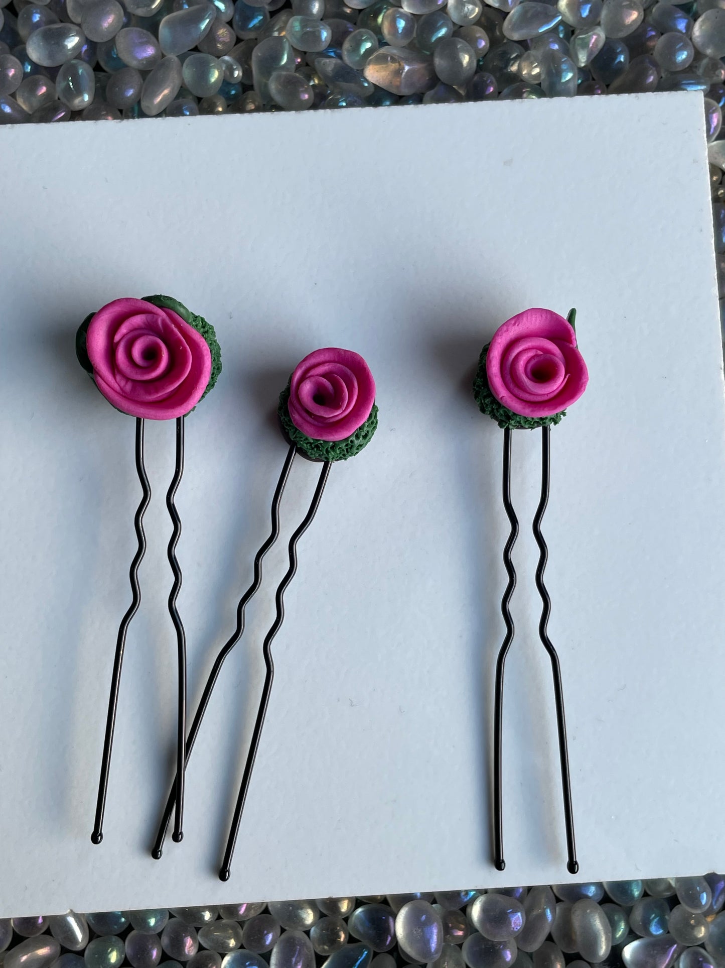 Enchanted Forest Rose Hair Pin Set - Pink