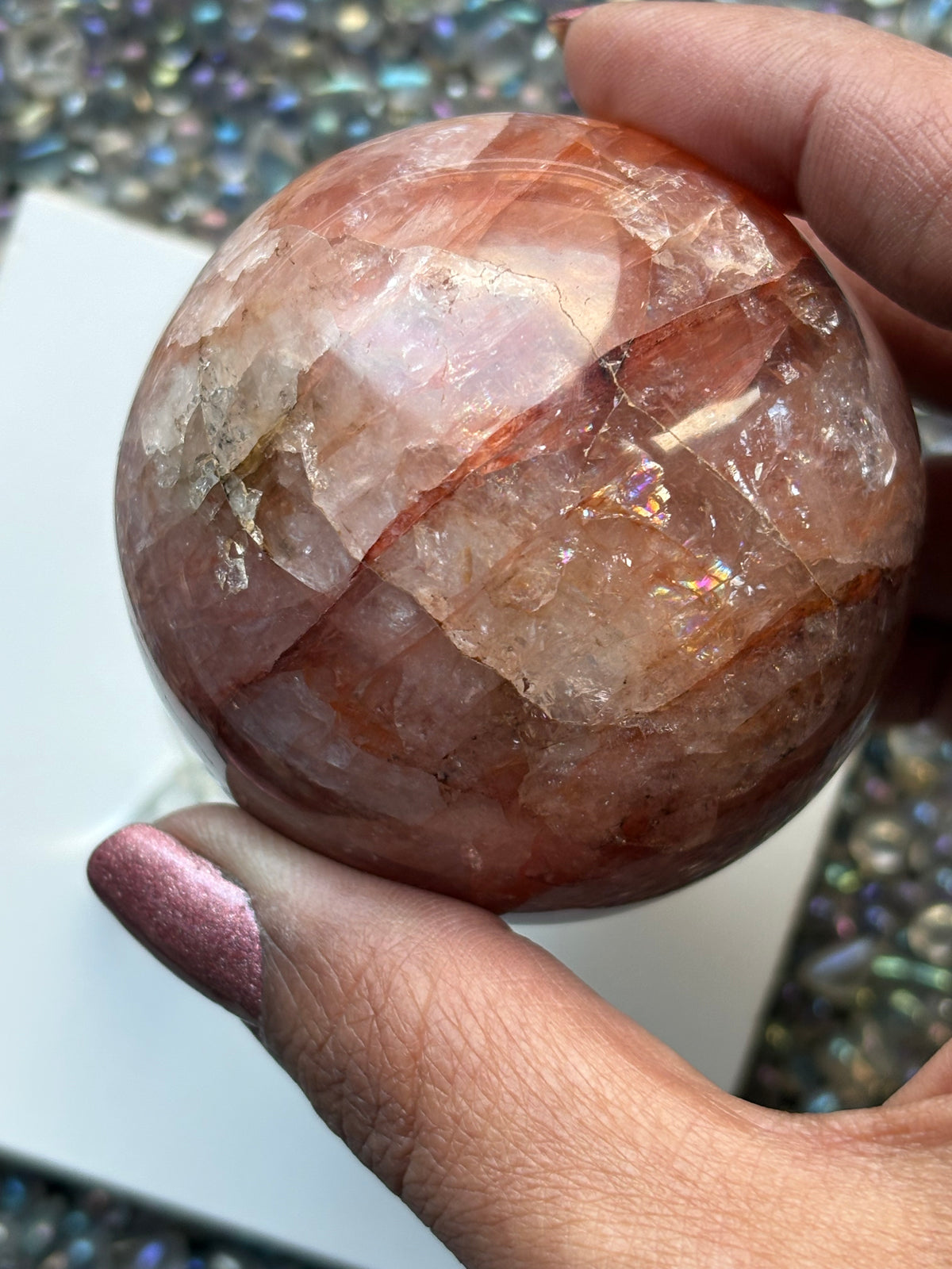 Fire Hematoid Quartz - Crystal Gemstone Sphere - L