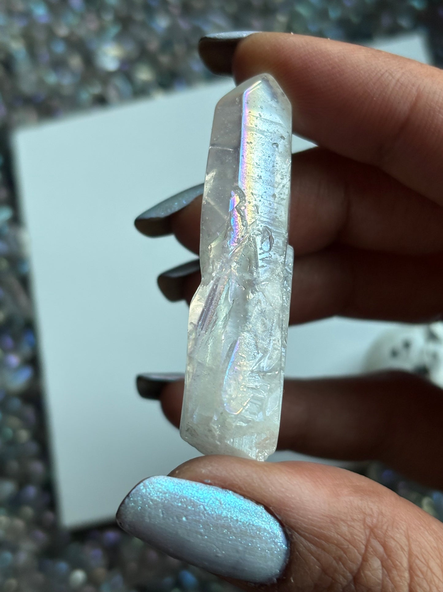 Fluorite Moon Aura Quartz & Rainbow Moonstone Crystal Gemstone Gift Pack - Moon Child (A)