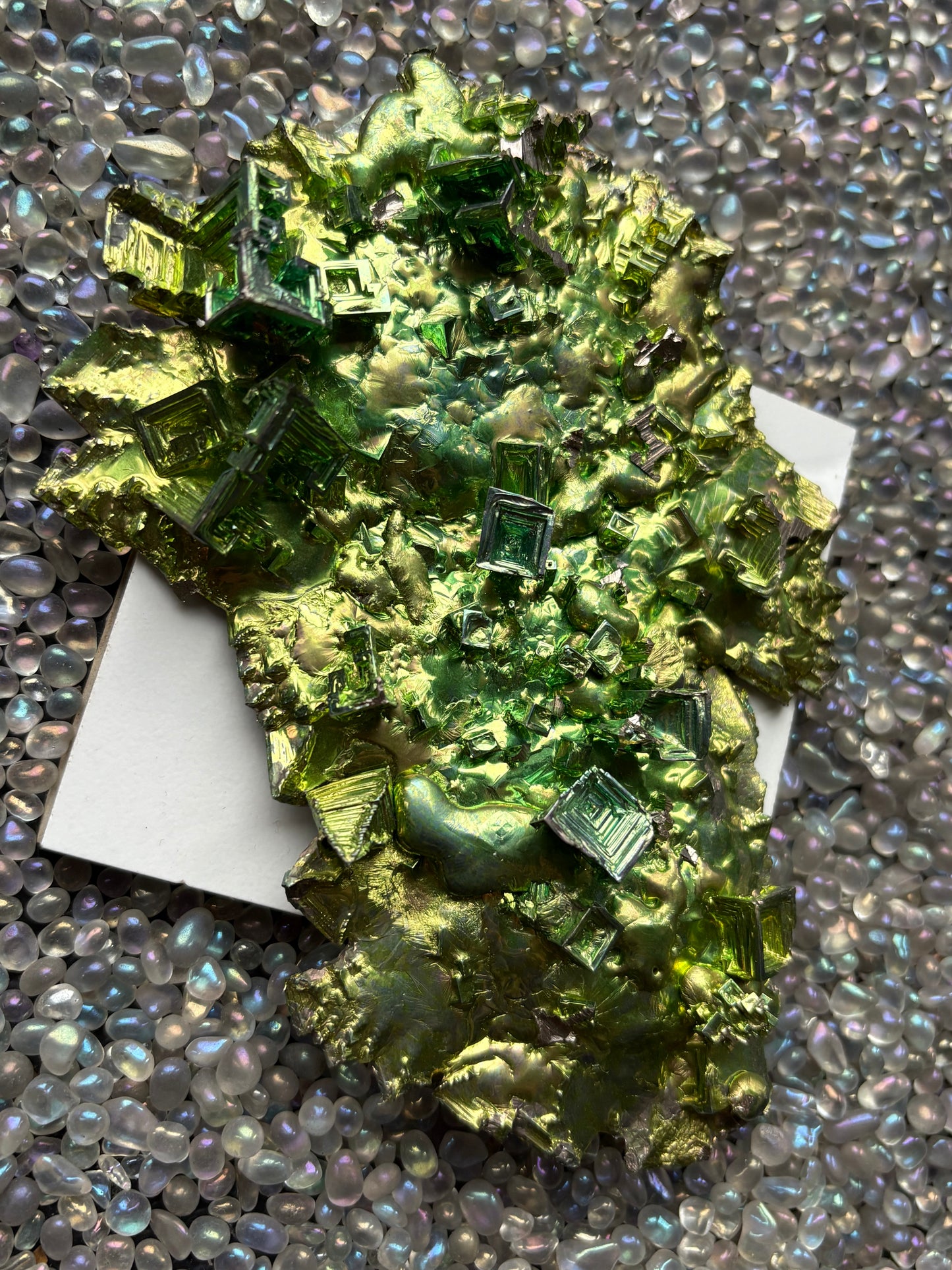 Kryptonite Green Bismuth Specimen Crystal Metal Art Large Slab