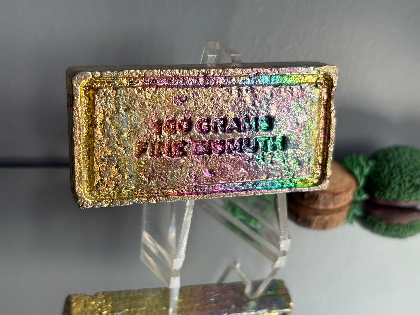 Rainbow Bismuth Crystal Sculpture - Bullion Ingot Bar (2)