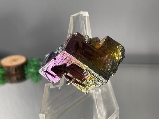 Bismuth Crystal Metal Art Silver Ring