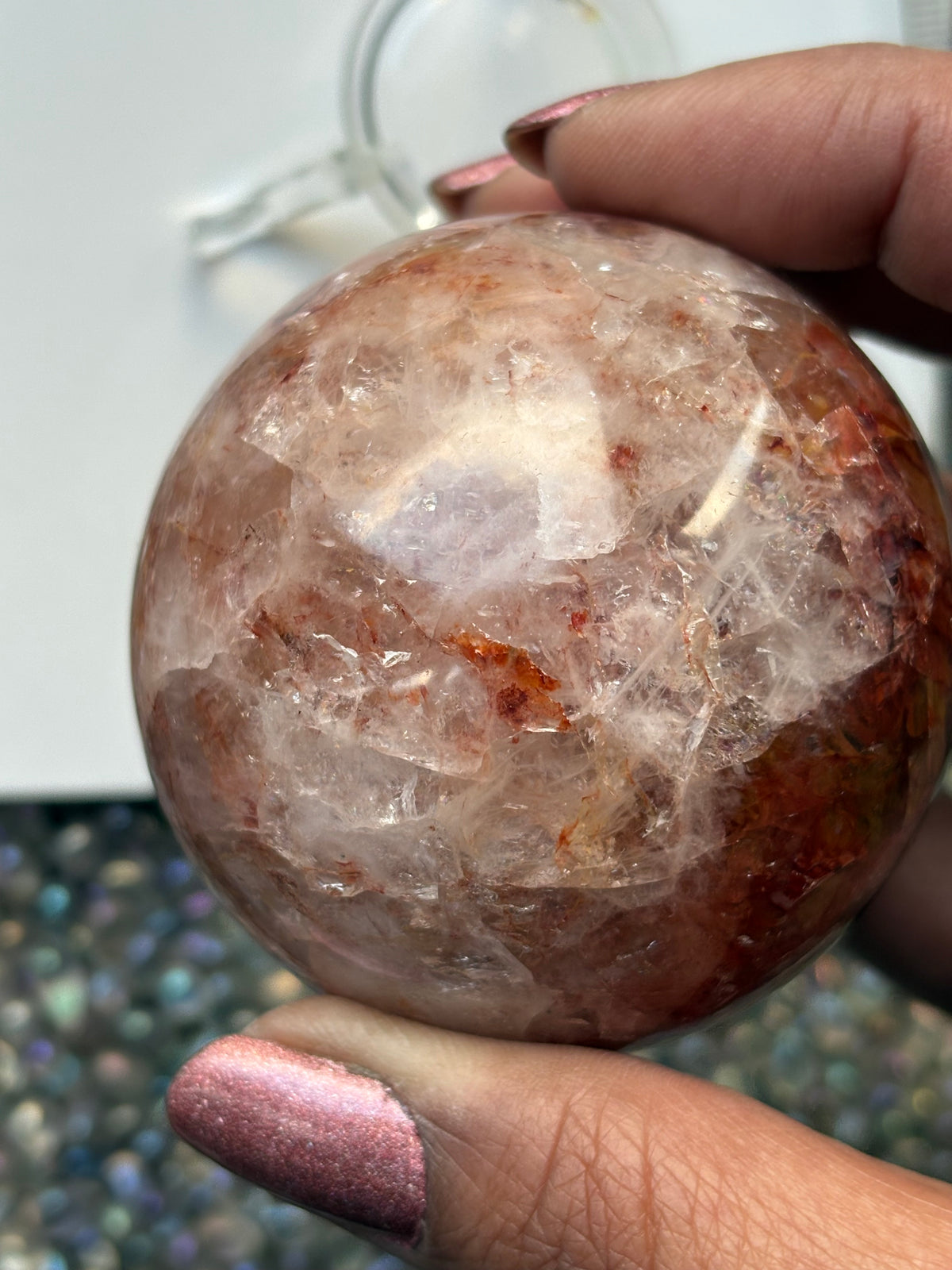 Fire Hematoid Quartz - Crystal Gemstone Sphere - L (2)