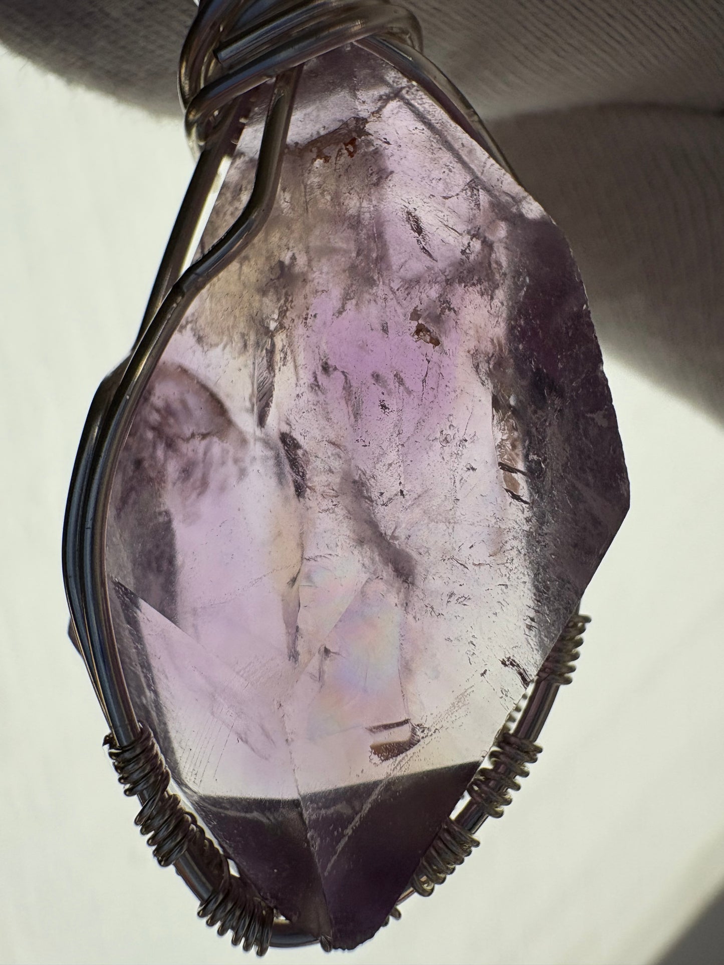 Ametrine Faceted Freeform Crystal Gemstone Silver Necklace (1)