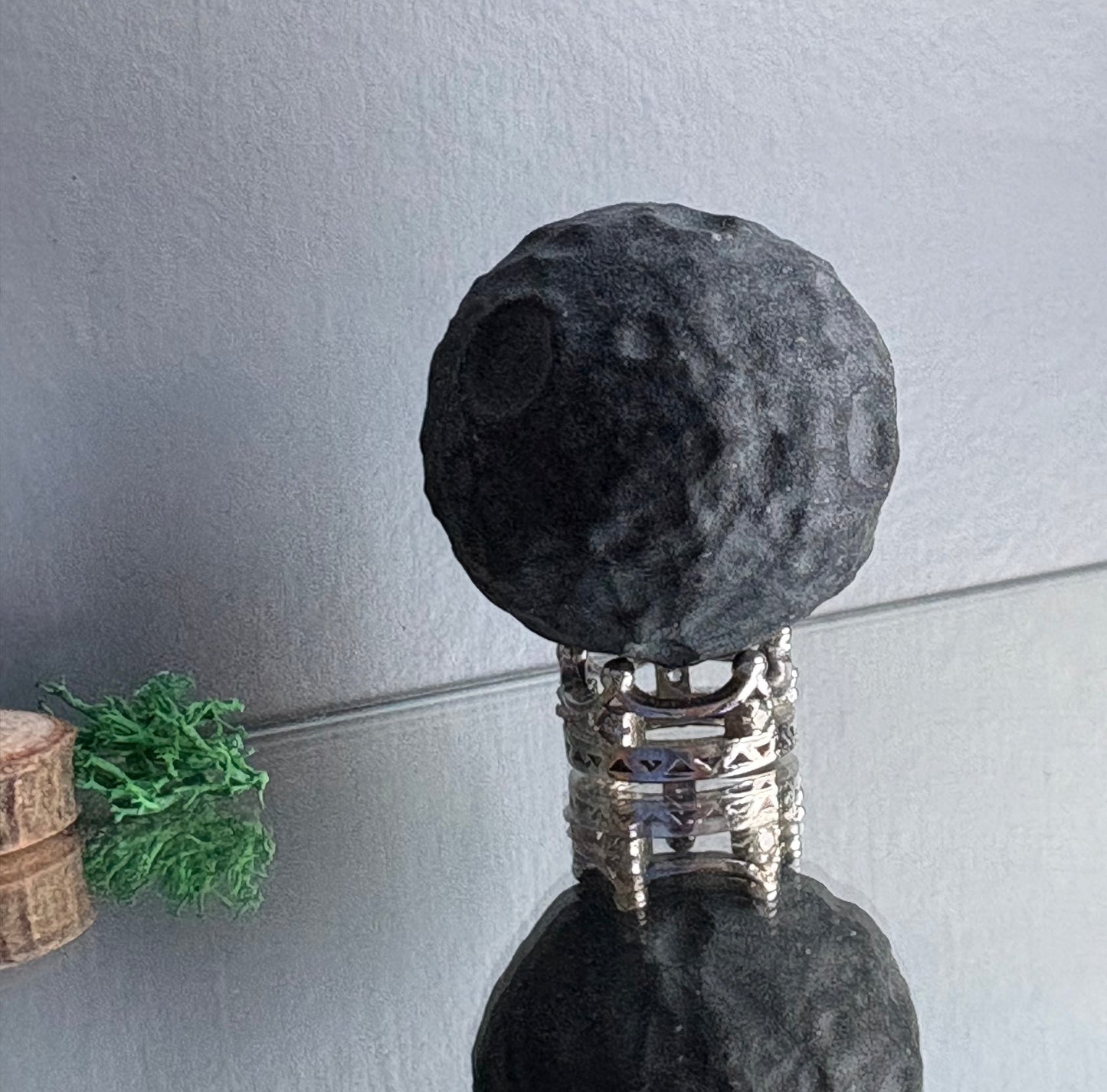 Obsidian Crystal Gemstone Mini Full Moon Carving