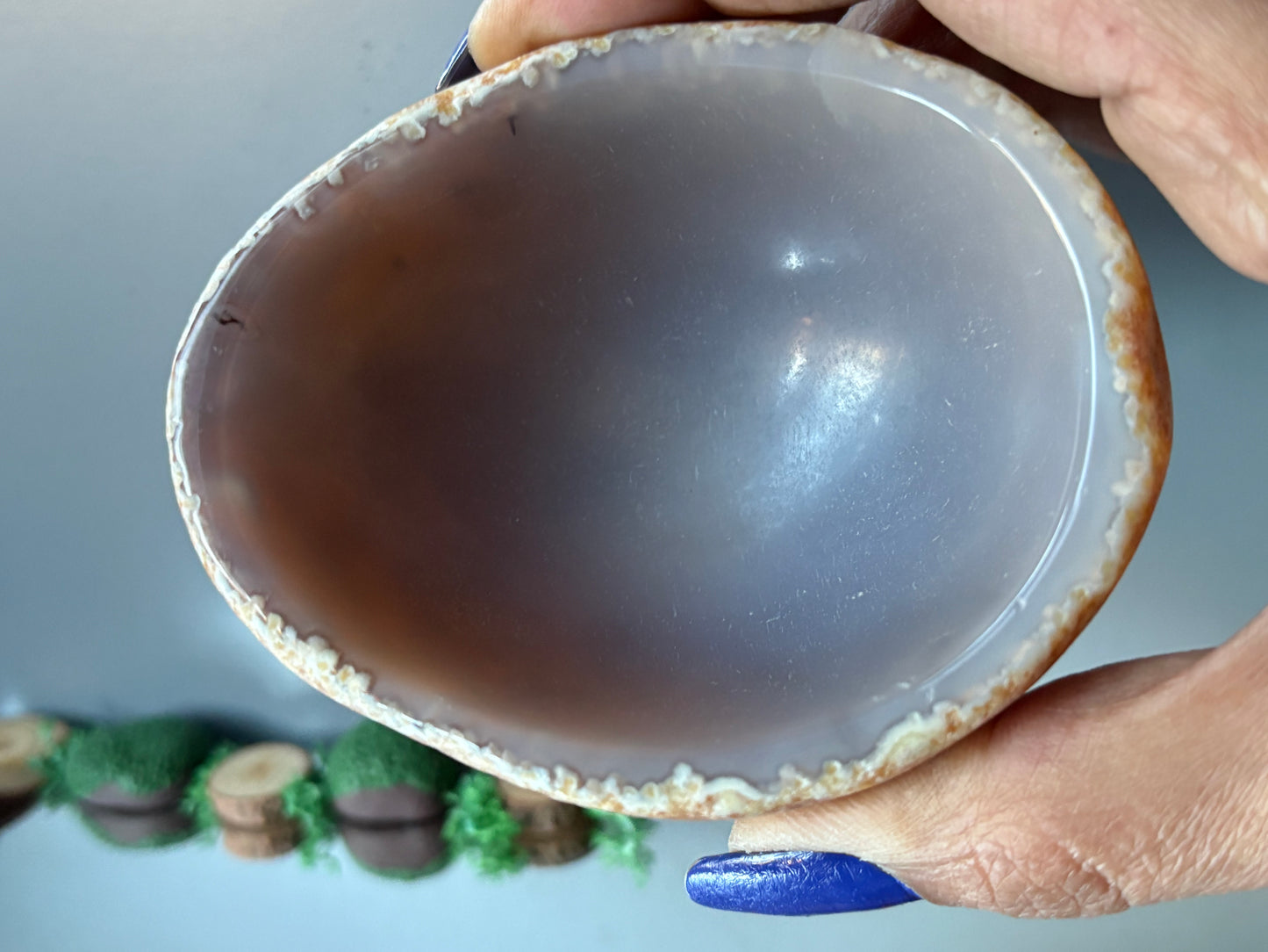 Agate Crystal Gemstone Ring Trinket Bowl Dish - Deep