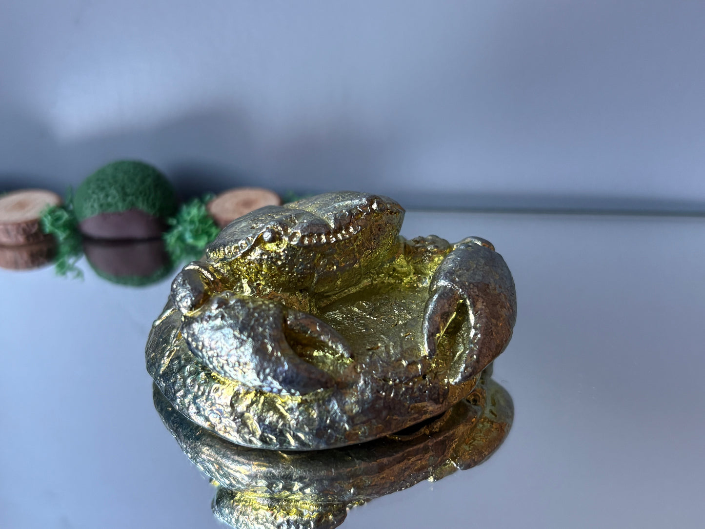 Gold Bismuth Crystal Crab Metal Art Sculpture