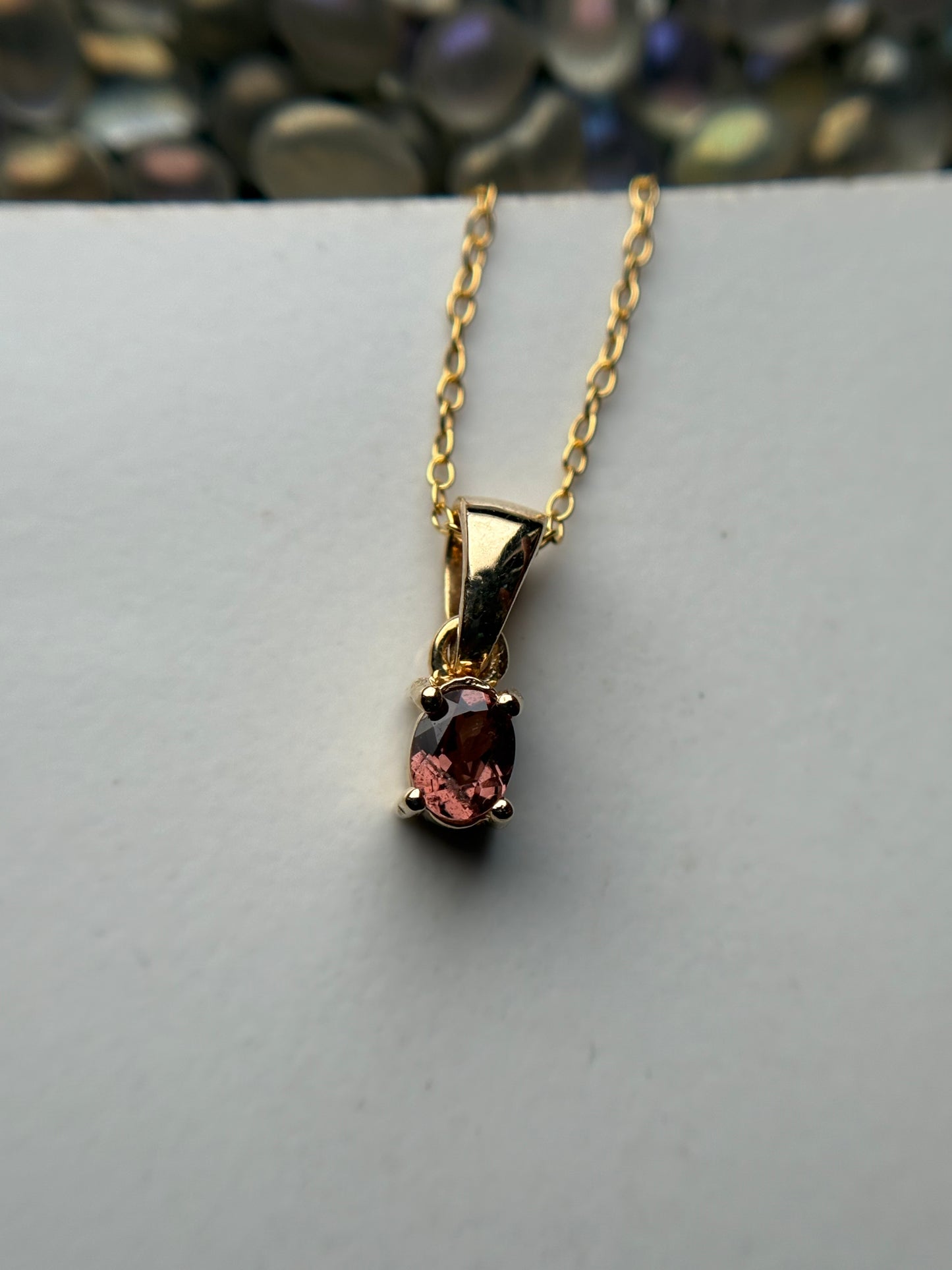 Orange Spinel Oval Gemstone Gold 925 Sterling Silver Necklace