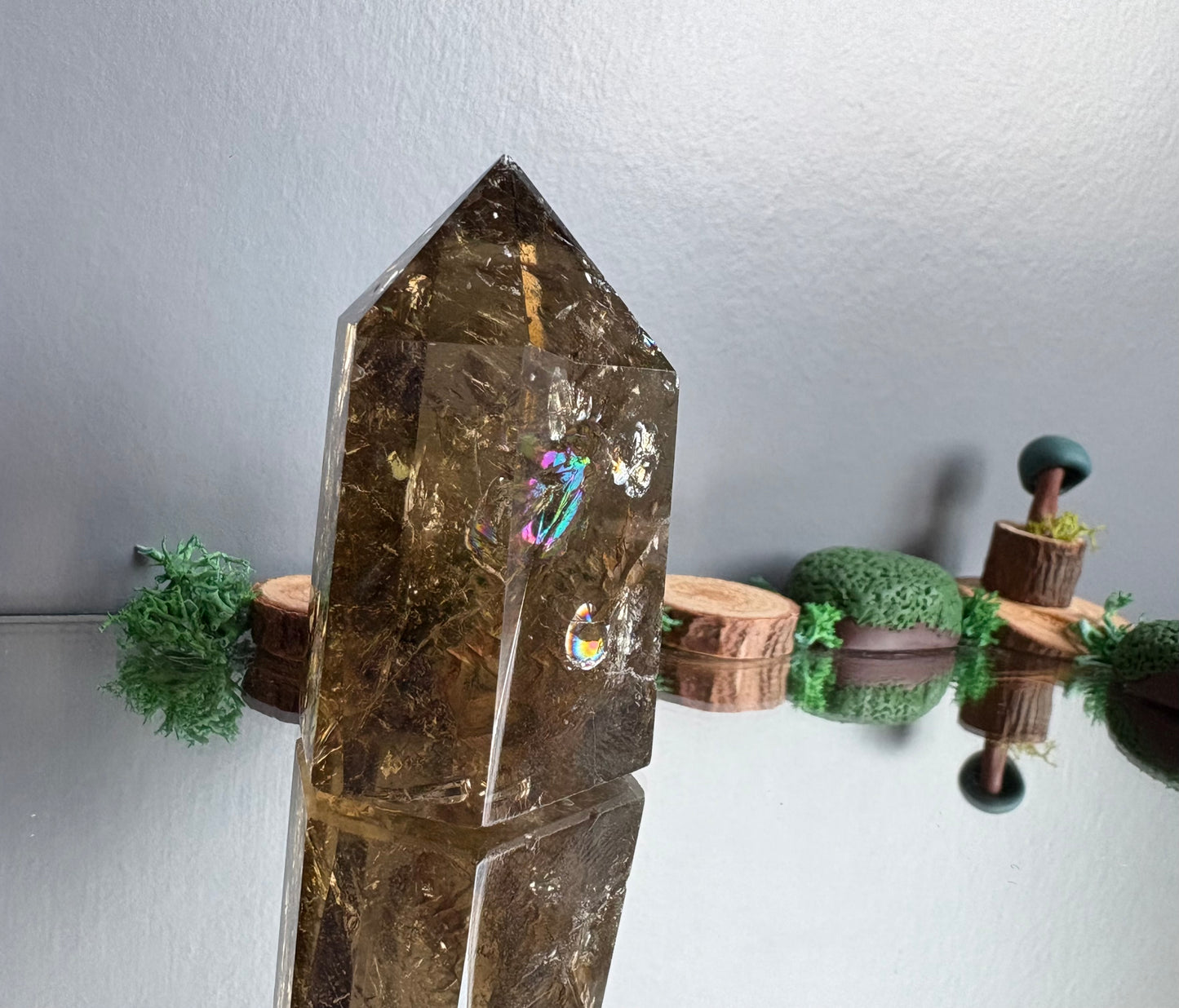 Smoky Citrine Quartz Crystal Gemstone Tower Point (S)