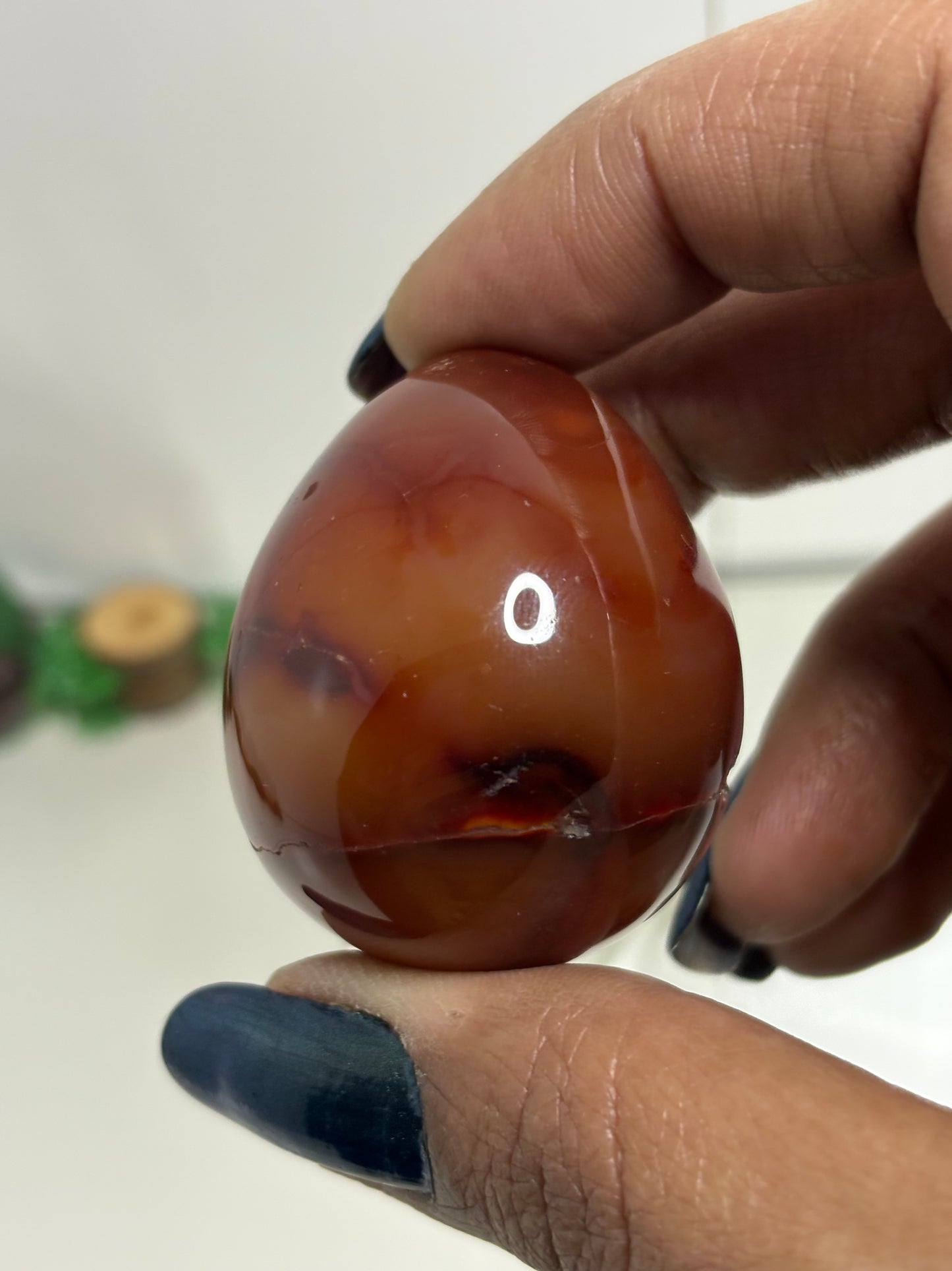 Carnelian Druzy Crystal Gemstone Egg Carving (2)