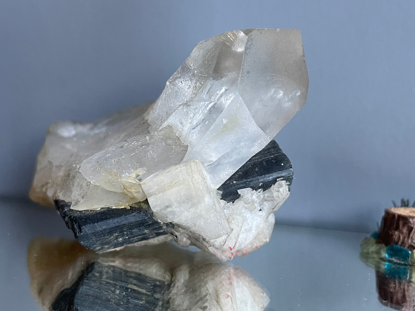 Quartz Black Tourmaline & Albite Rough Crystal Gemstone Mineral Specimen