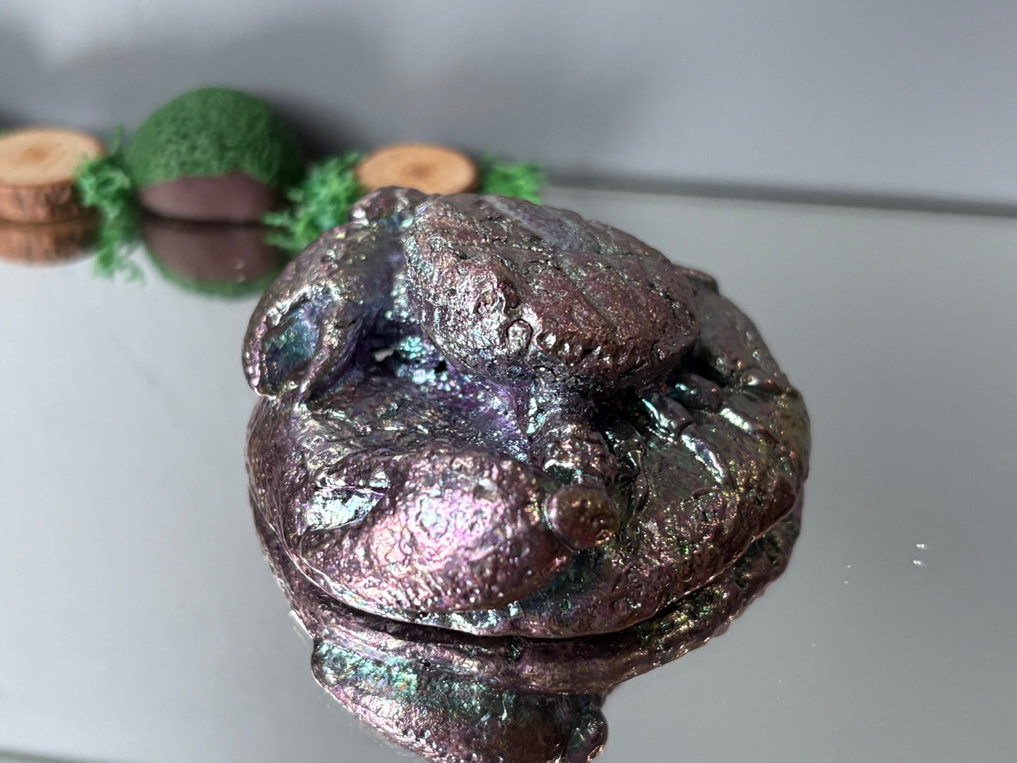 Purple Bismuth Crystal Crab Carving Metal Art