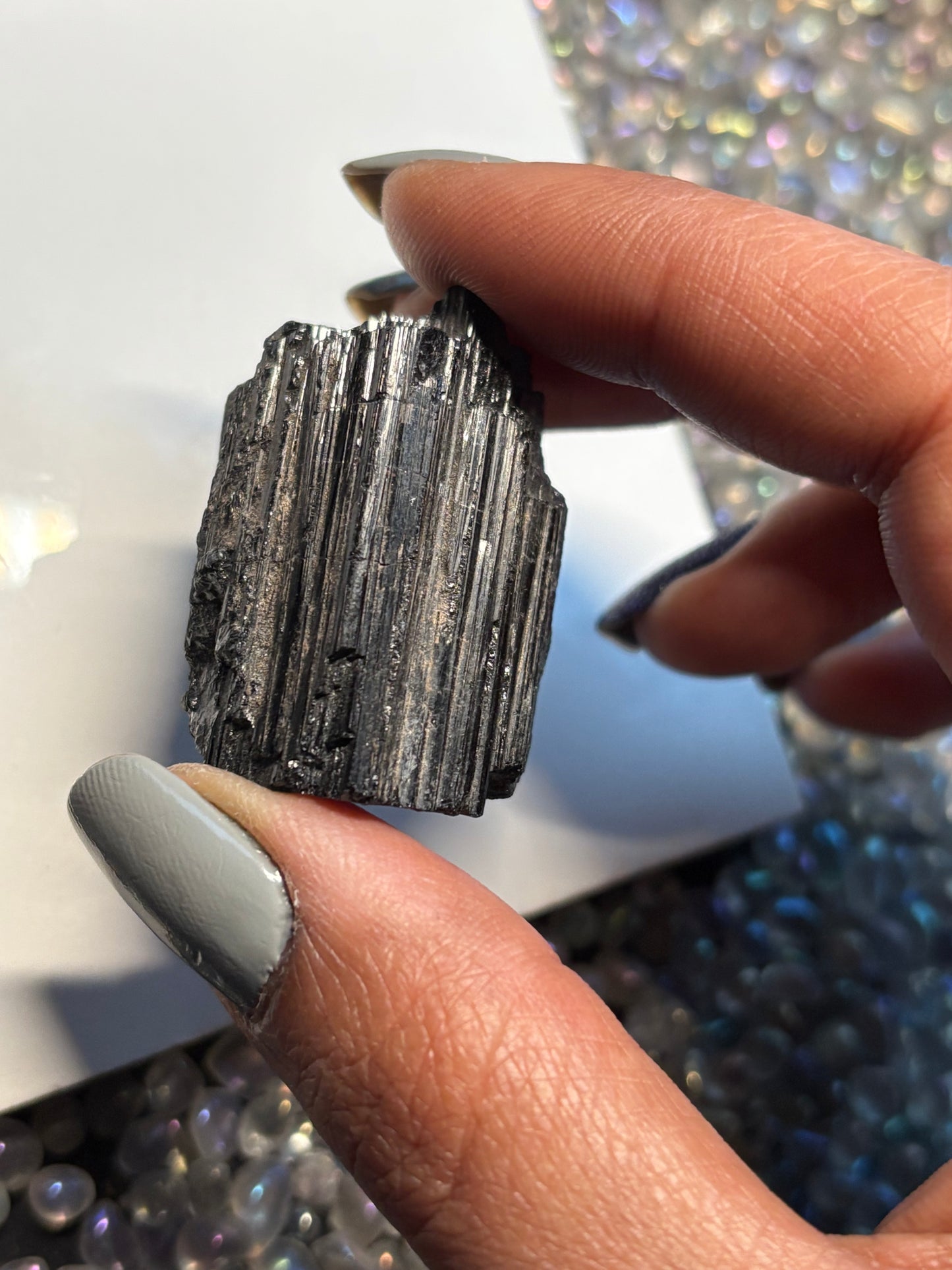 Black Tourmaline Rough Gemstone Crystal Specimen (A)