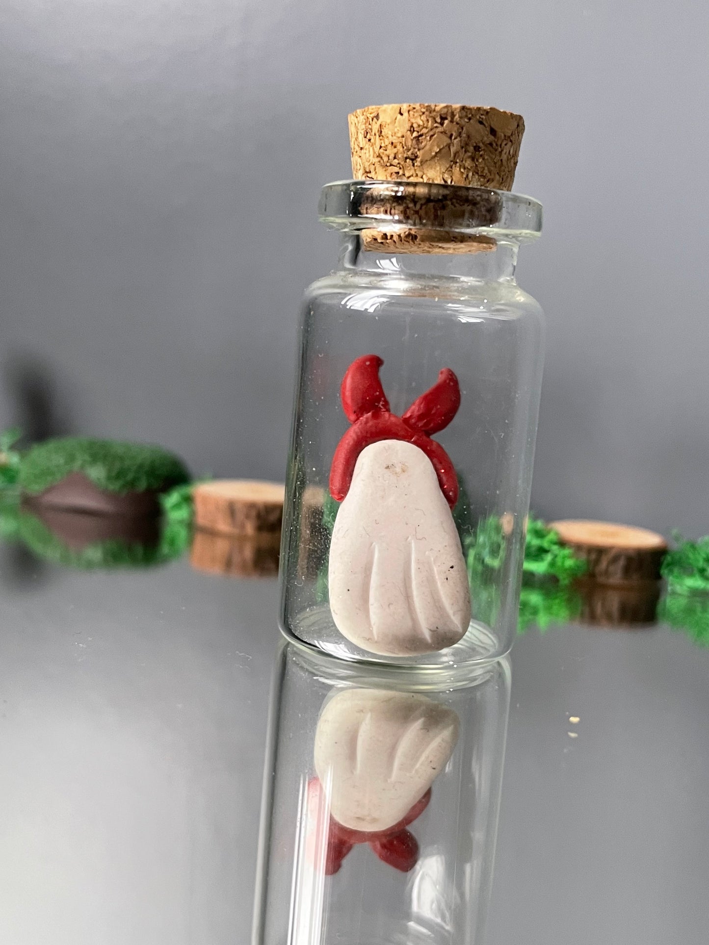 Devilish Witchy Ghost In Clay Glass Vial Art