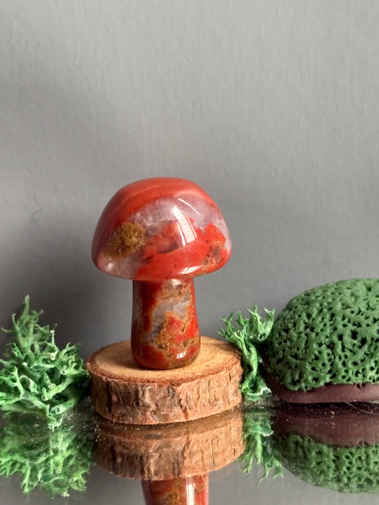 Red Jasper Quartz Crystal Gemstone Mushroom Carving Mini (1)