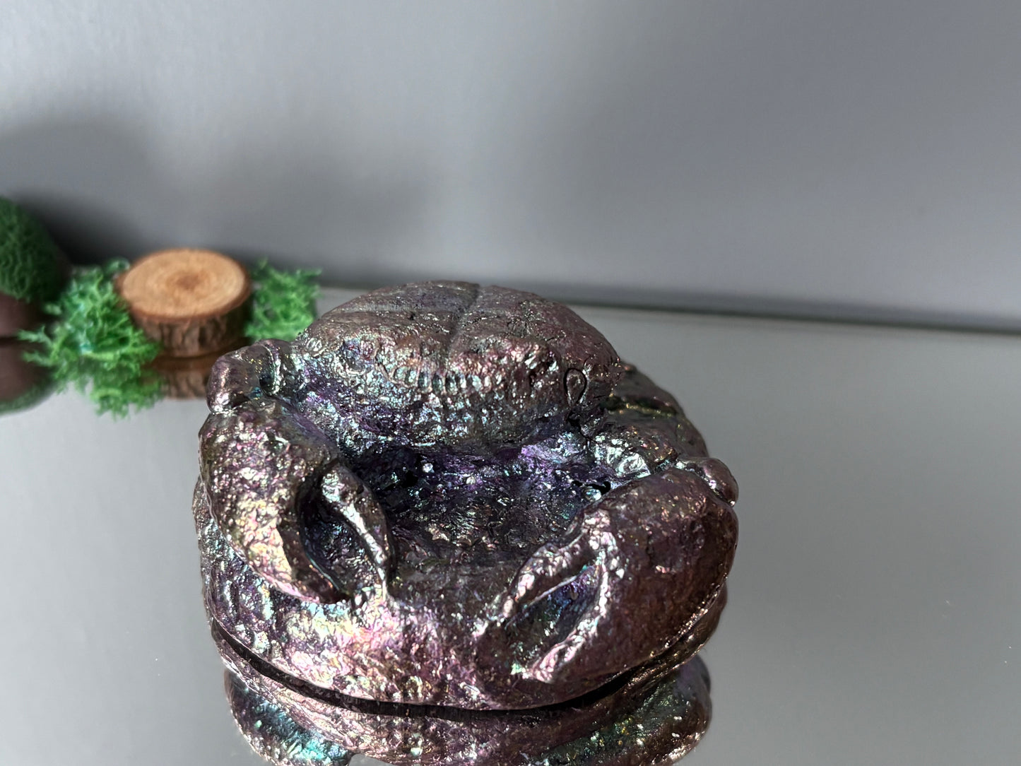 Purple Bismuth Crystal Crab Carving Metal Art