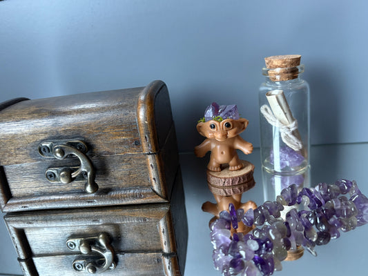 Amethyst Crystal Gemstone Troll Gift Set