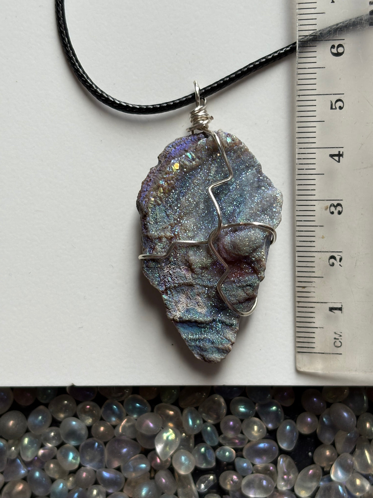 Aura Druzy Chalcedony Crystal Gemstone - Galaxy Slice - Necklace (2)