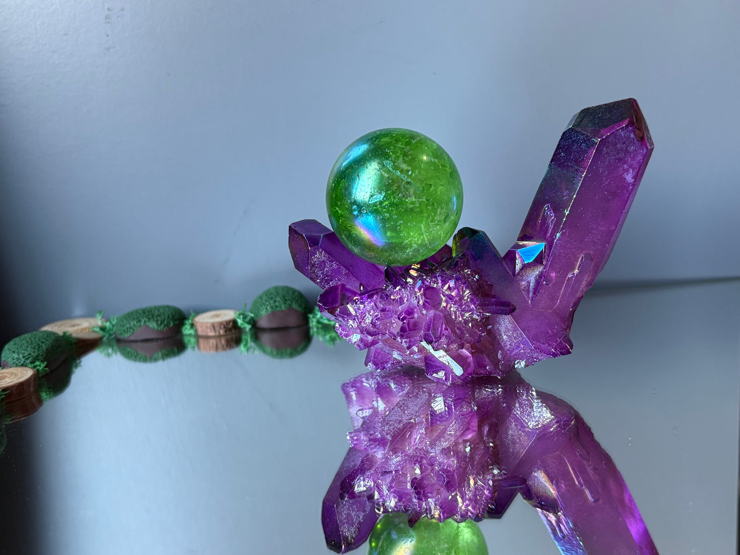 Purple Aura Quartz Crystal Gemstone Cluster - Large