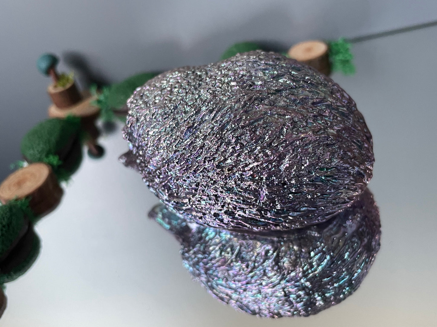 Purple Blue Bismuth Crystal Large Hedgehog Metal Art Sculpture