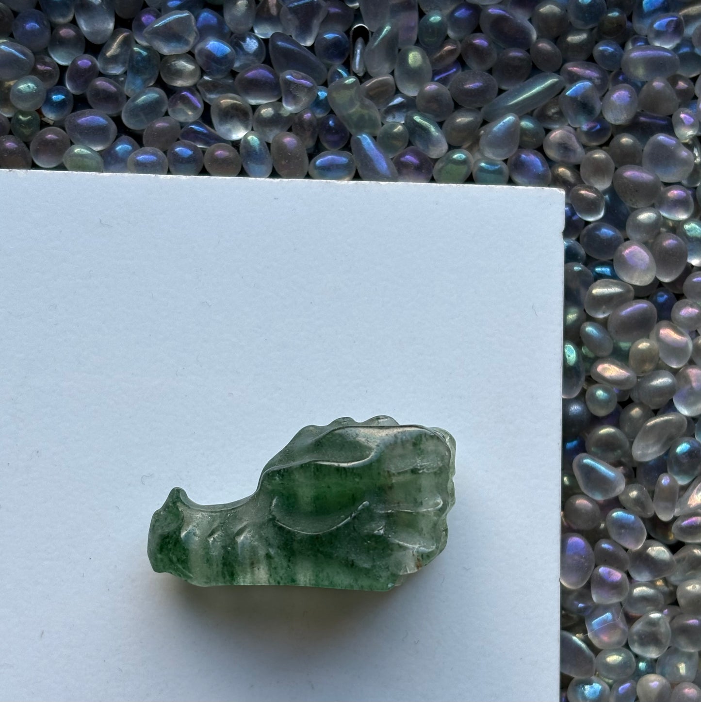 Green Strawberry Quartz Dragon Skull Mini Crystal Gemstone Carving
