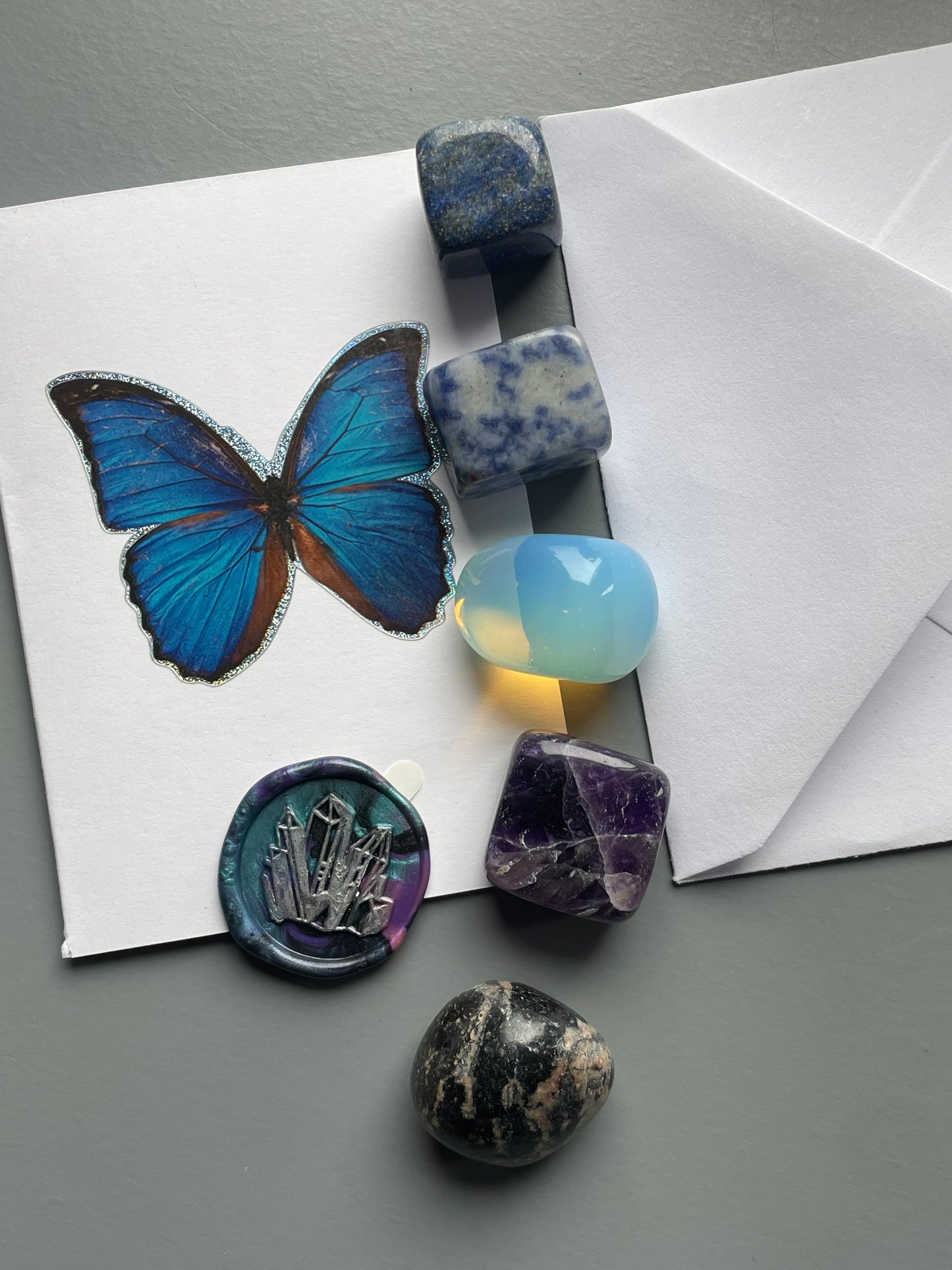Butterfly Card & Gemstone Crystal Tumbled Stone Gift Set (1)
