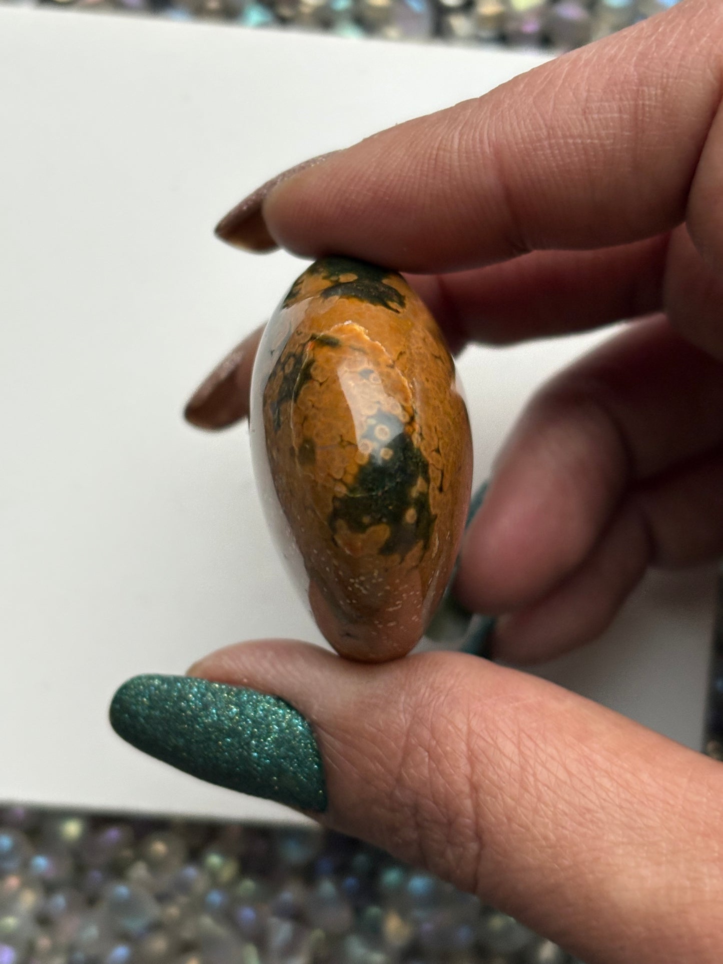 Ocean Jasper Gemstone Crystal Heart Carving Carving Small (9)