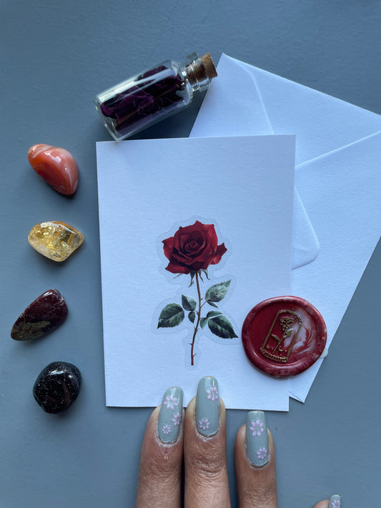Rose Card & Gemstone Crystal Tumbled Stone Gift Set