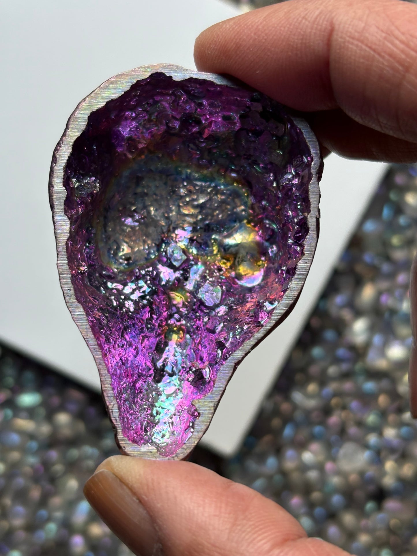 Pink Bismuth Crystal Alien Metal Art Sculpture
