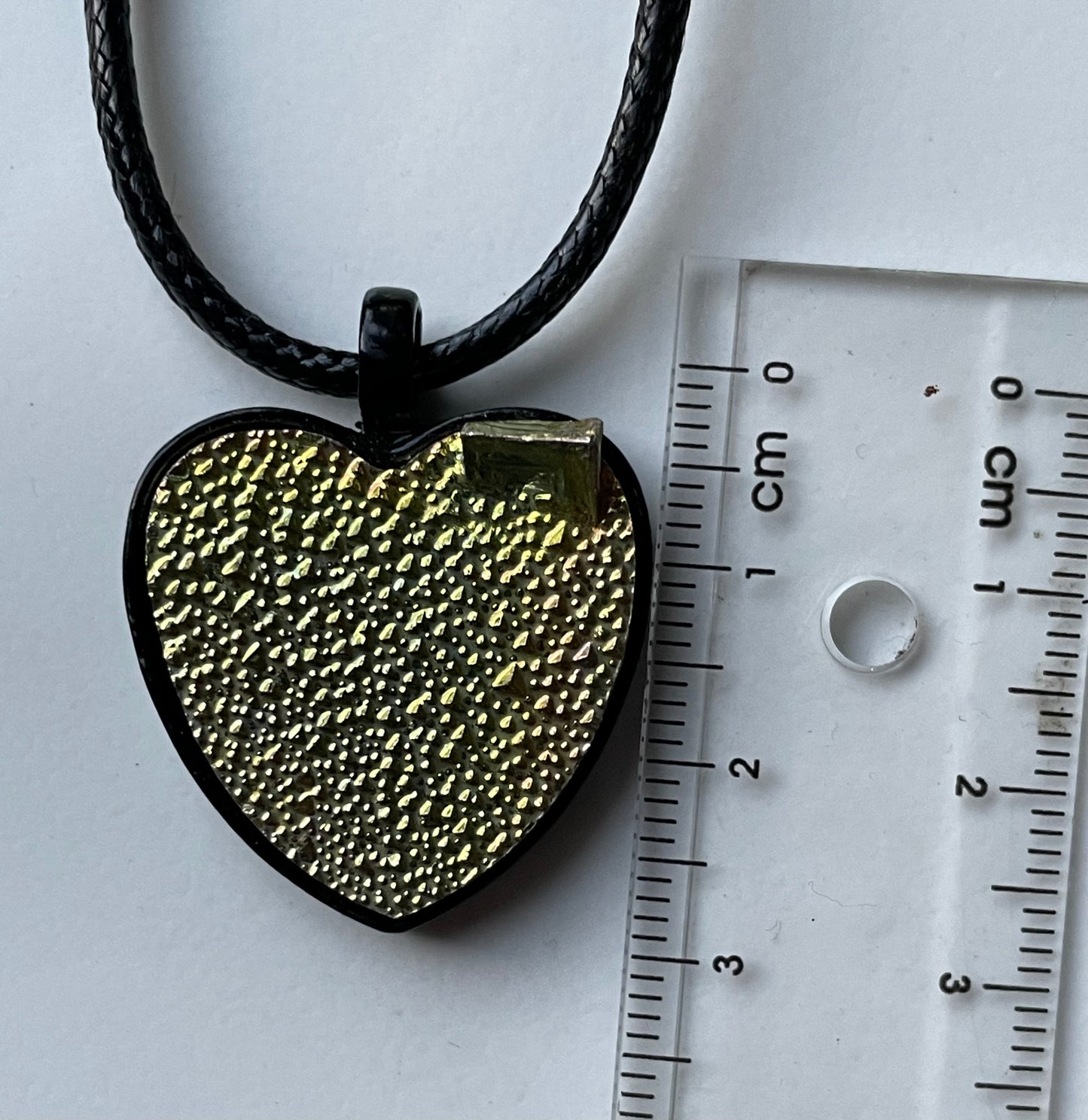 Lime Gold Bismuth Crystal Metal Art Cord Necklace HEART