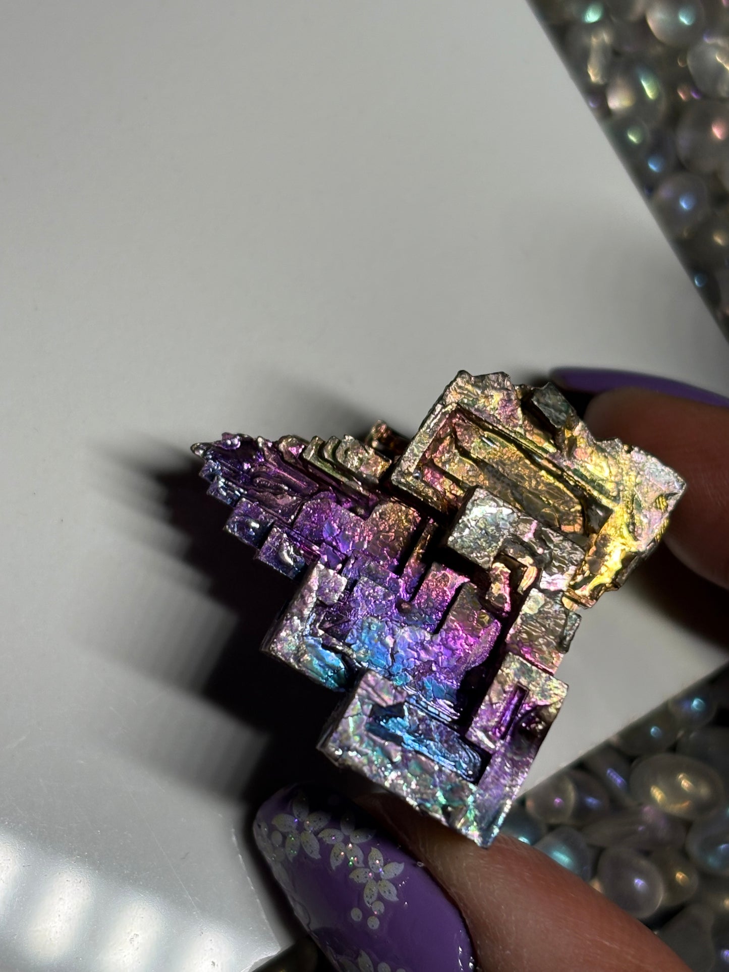 Sunset Bismuth Hopper Crystal Specimen Metal Art
