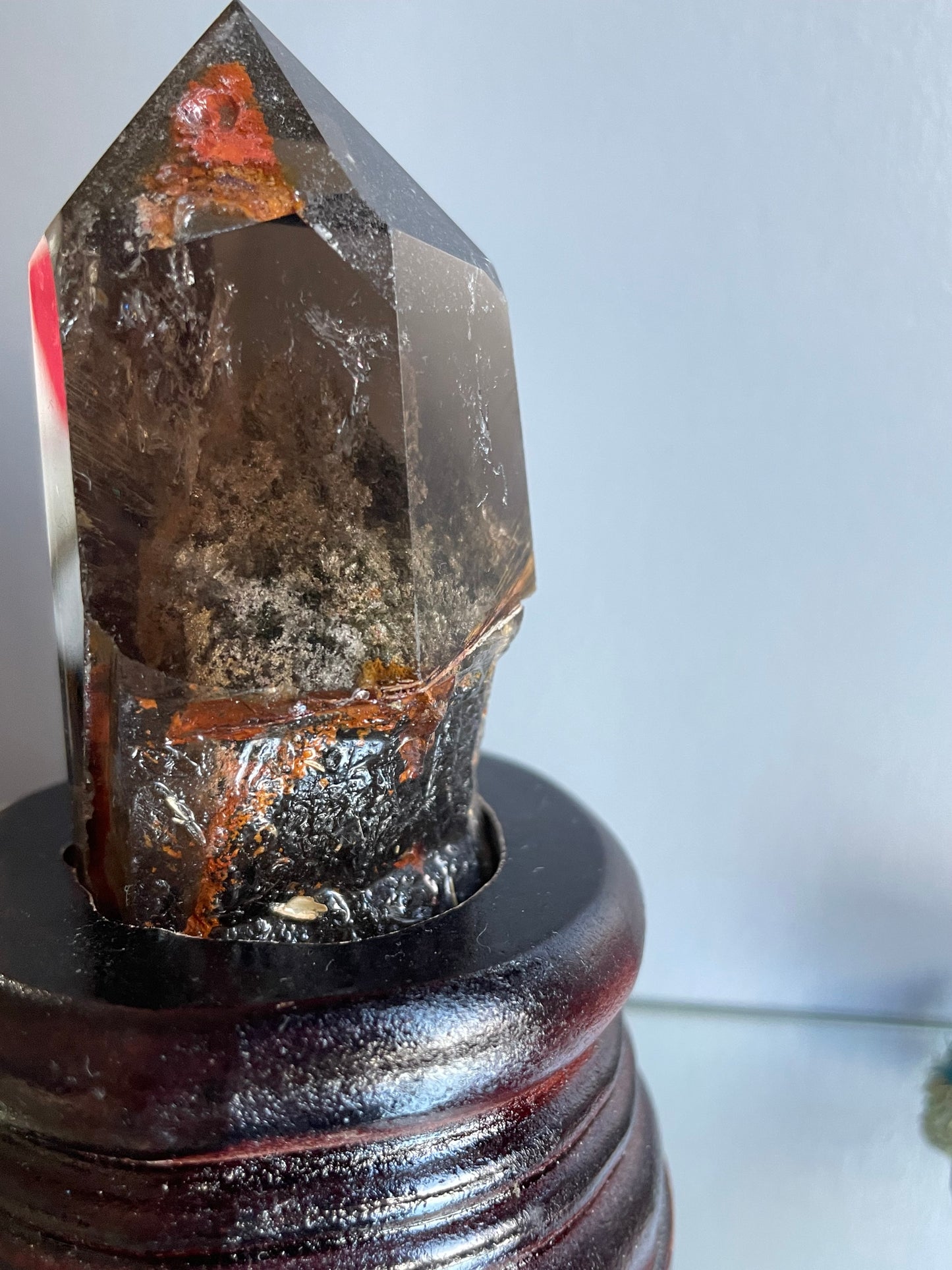 Smoky Hematite Rutile Garden Quartz Crystal Gemstone Tower Point