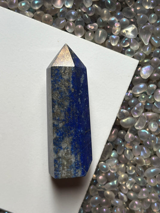 Lapis Lazuli Gemstone Crystal Tower Point (4) - UV REACTIVE