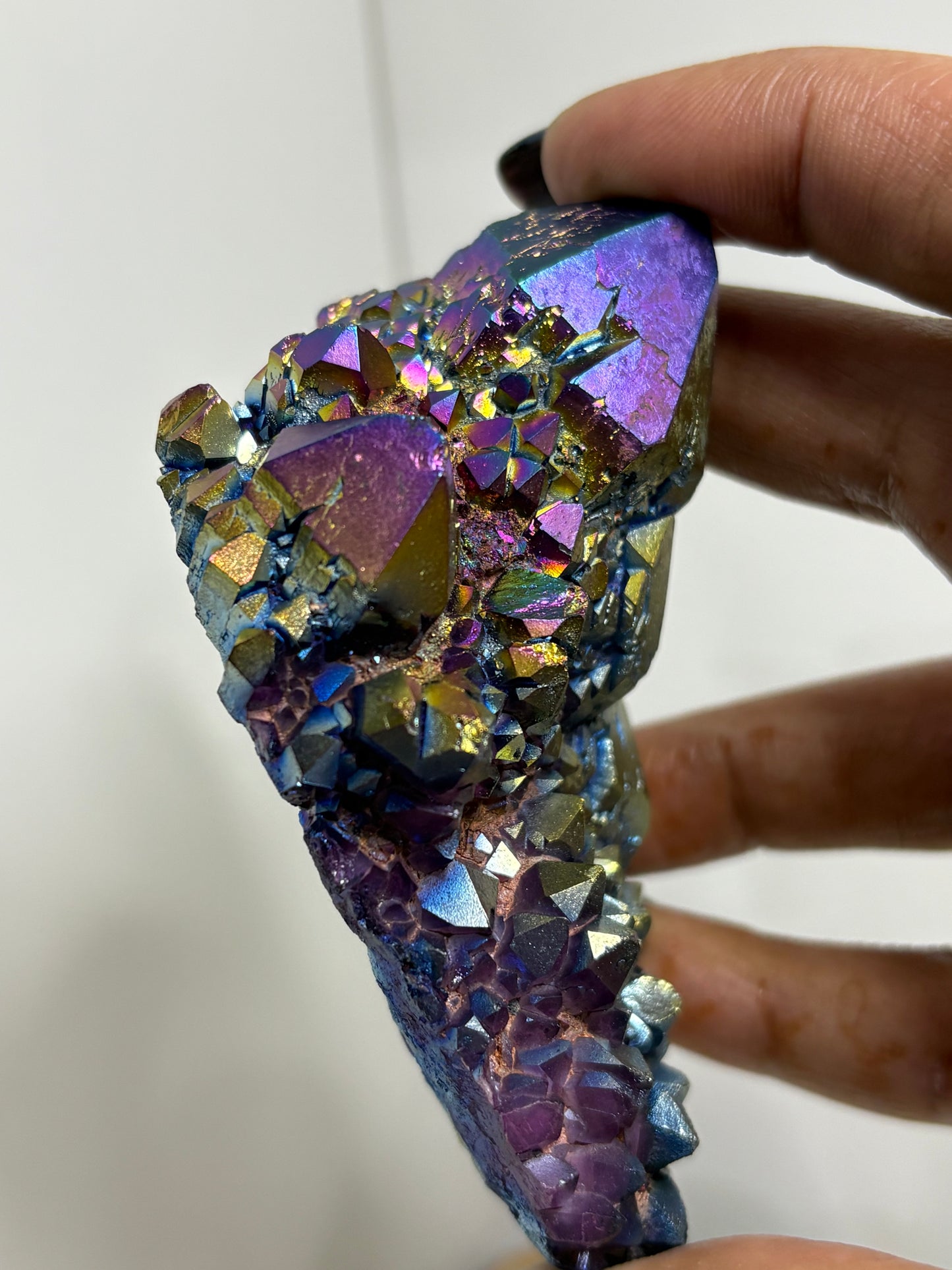 Titanium Aura Elestial Amethyst Crystal Gemstone Cluster