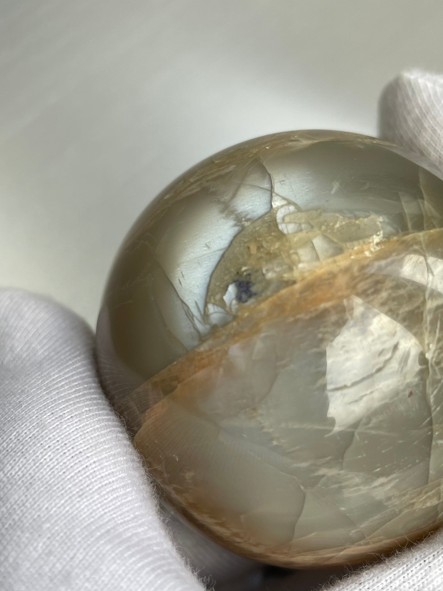 Peach Grey Moonstone Crystal Gemstone Sphere