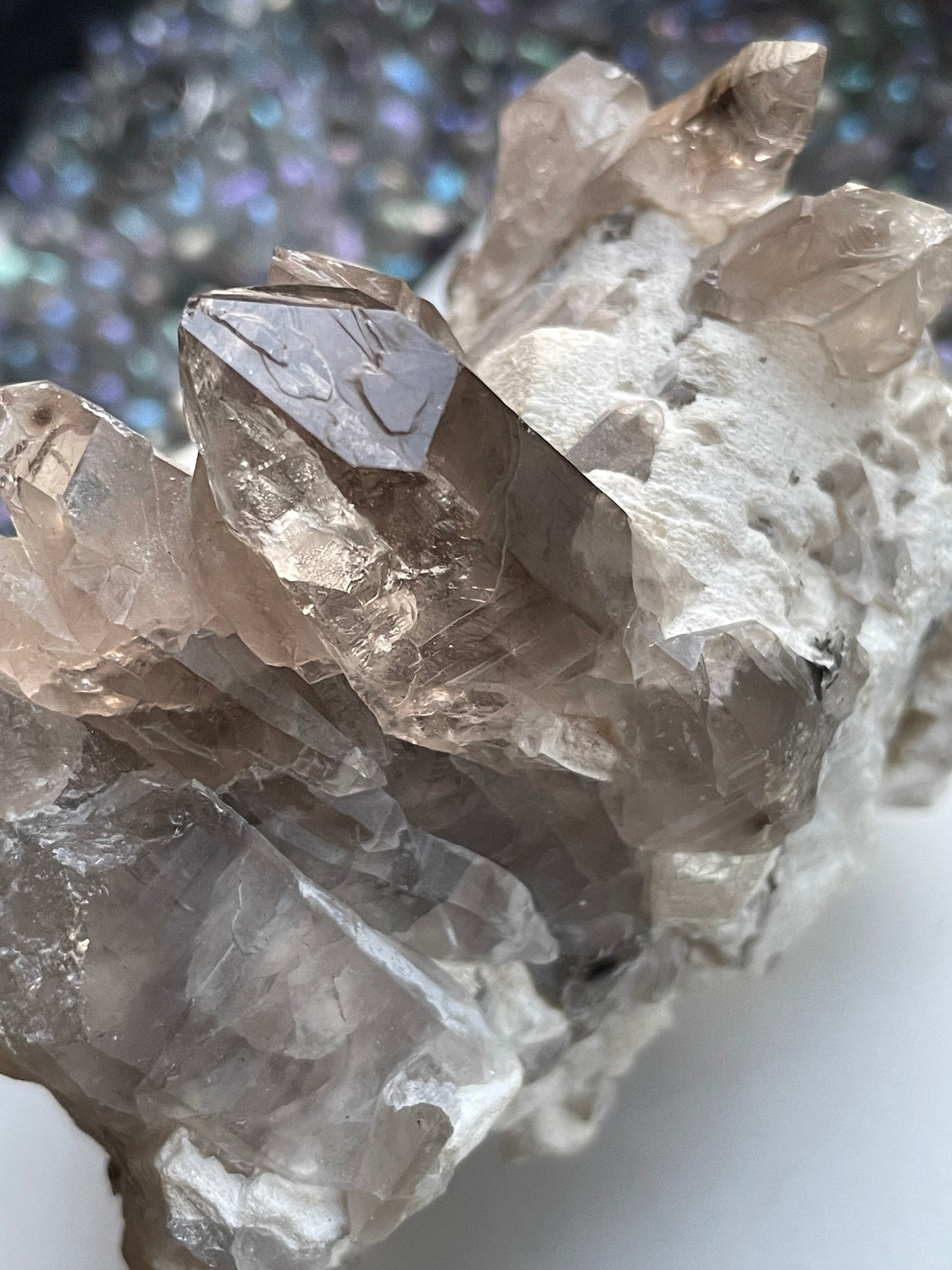 Smoky Quartz Epidote & Albite Rough Crystal Gemstone Cluster Mineral Specimen