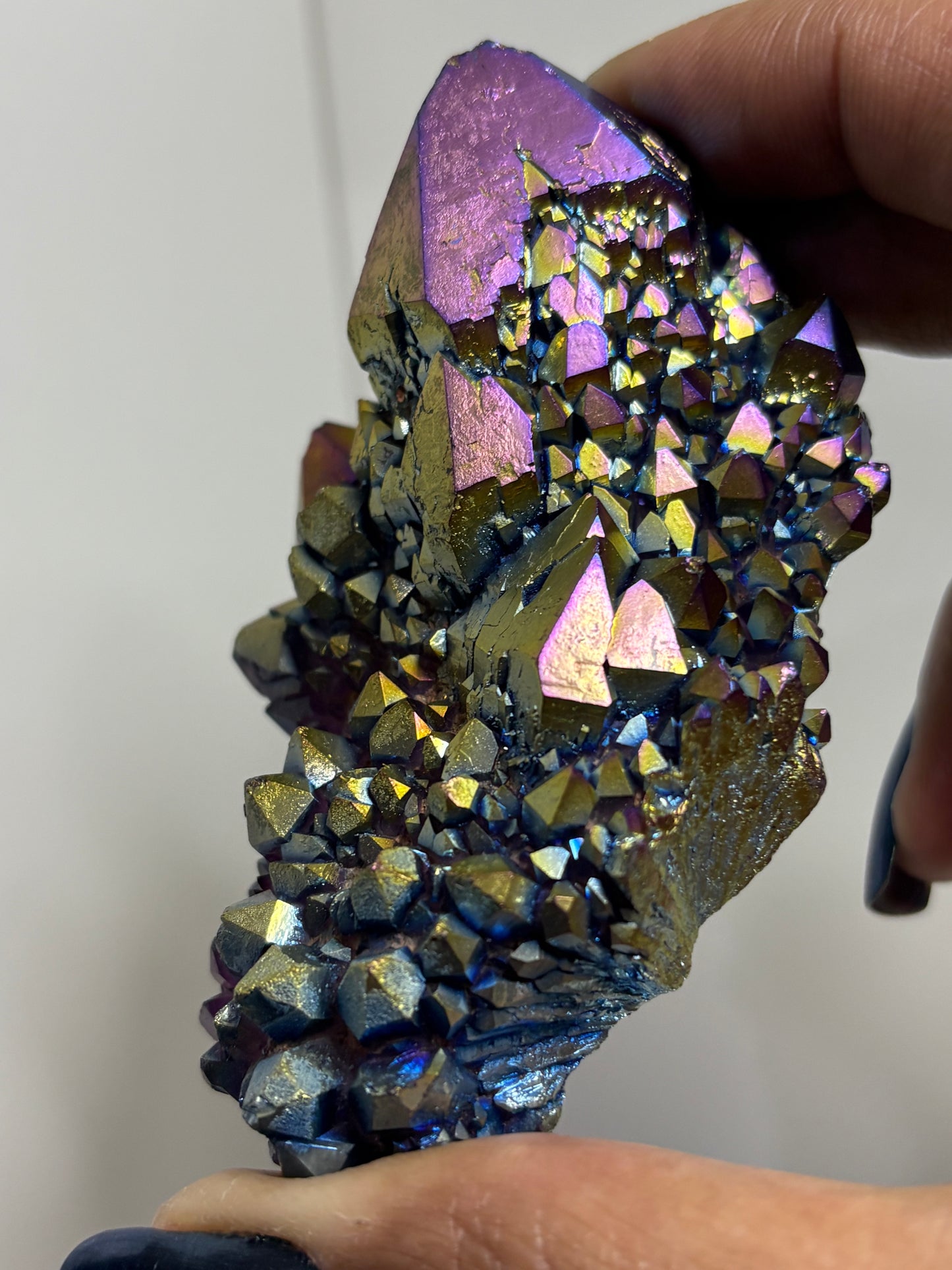 Titanium Aura Elestial Amethyst Crystal Gemstone Cluster
