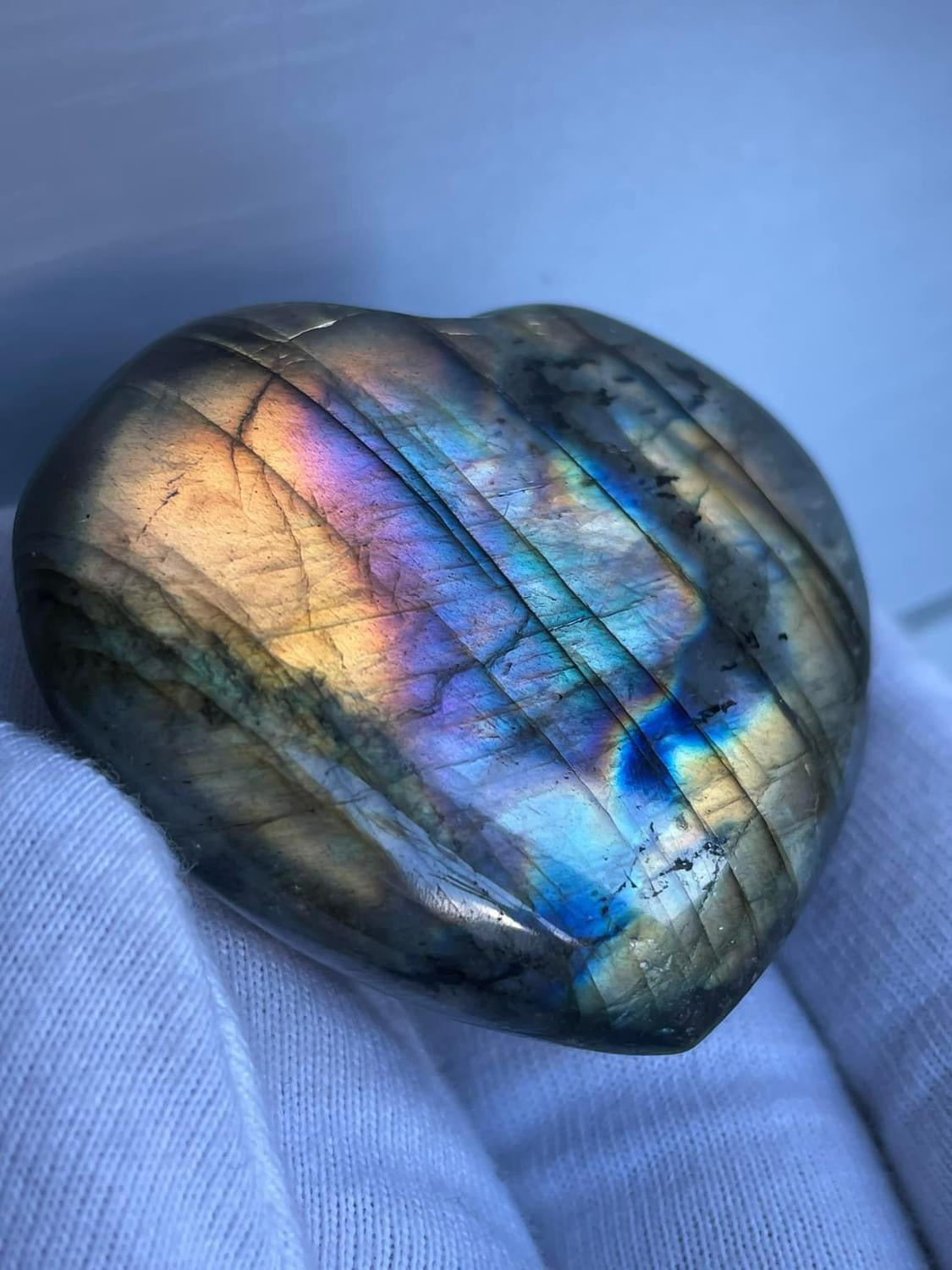 Rainbow Labradorite Crystal Gemstone Heart Carving