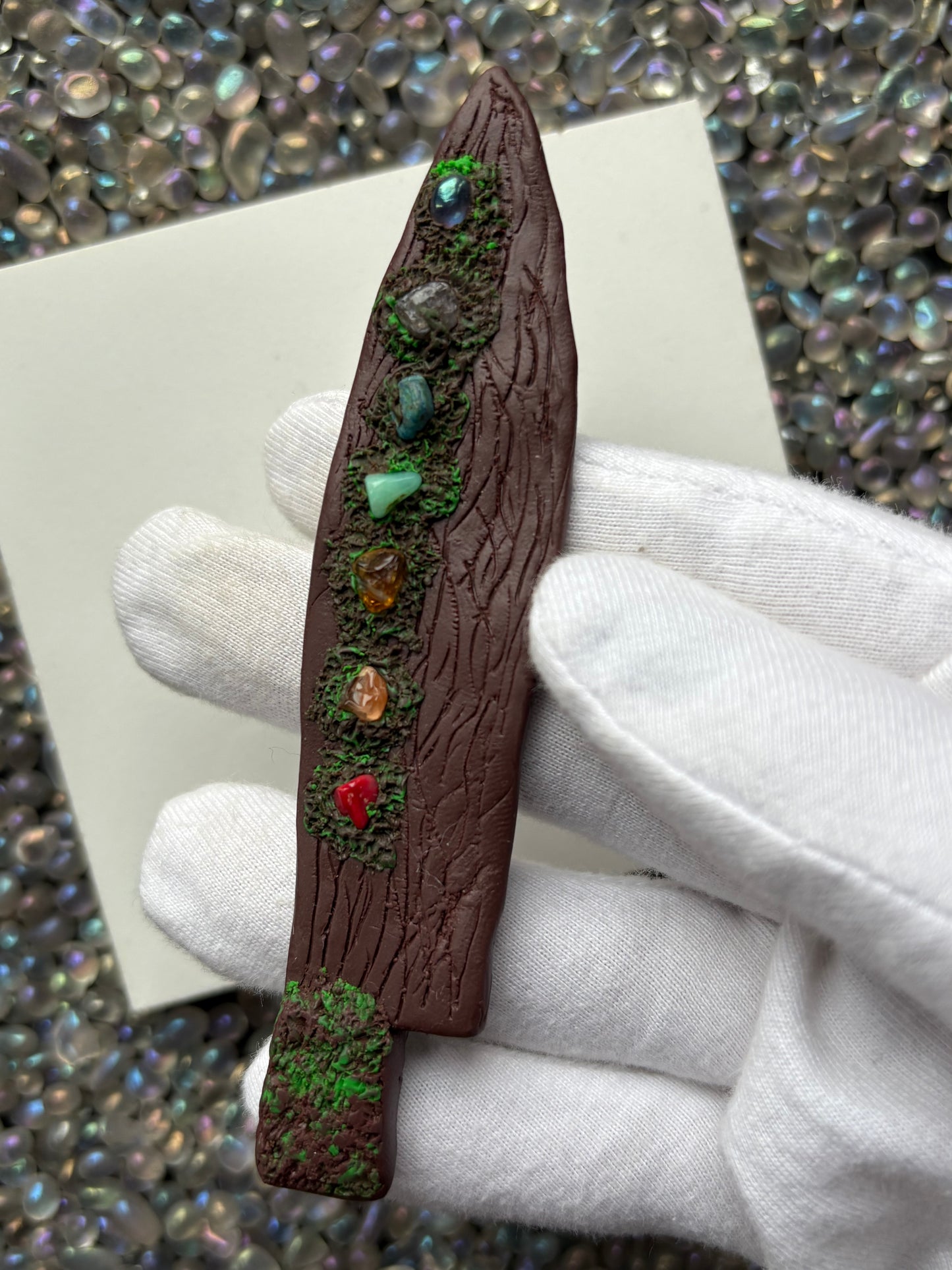 Chakra Crystal Gemstone Enchanted Forest Wooden Clay Knife
