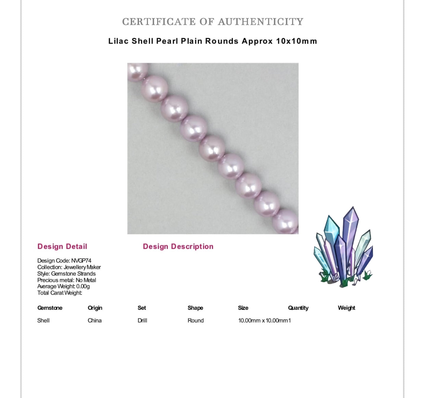 Lilac Shell Pearl & Pink Opal Crystal Gemstone Gold Drop Earrings (Certified)
