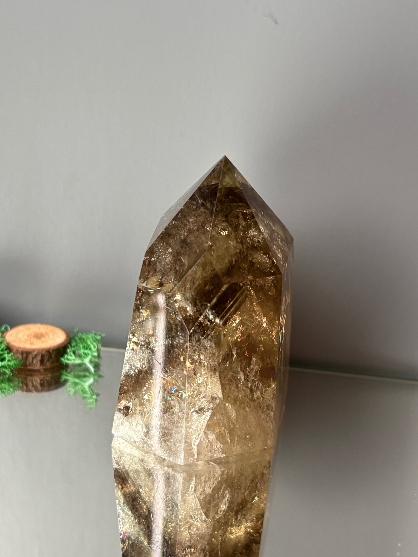 Rainbow Phantom Smoky Citrine Crystal Gemstone Tower Point - P3