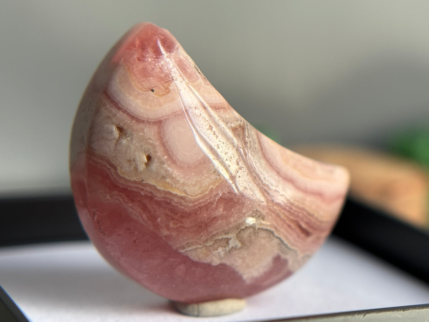 Rhodochrosite Crystal Gemstone Mini Crescent Moon Carving (2)