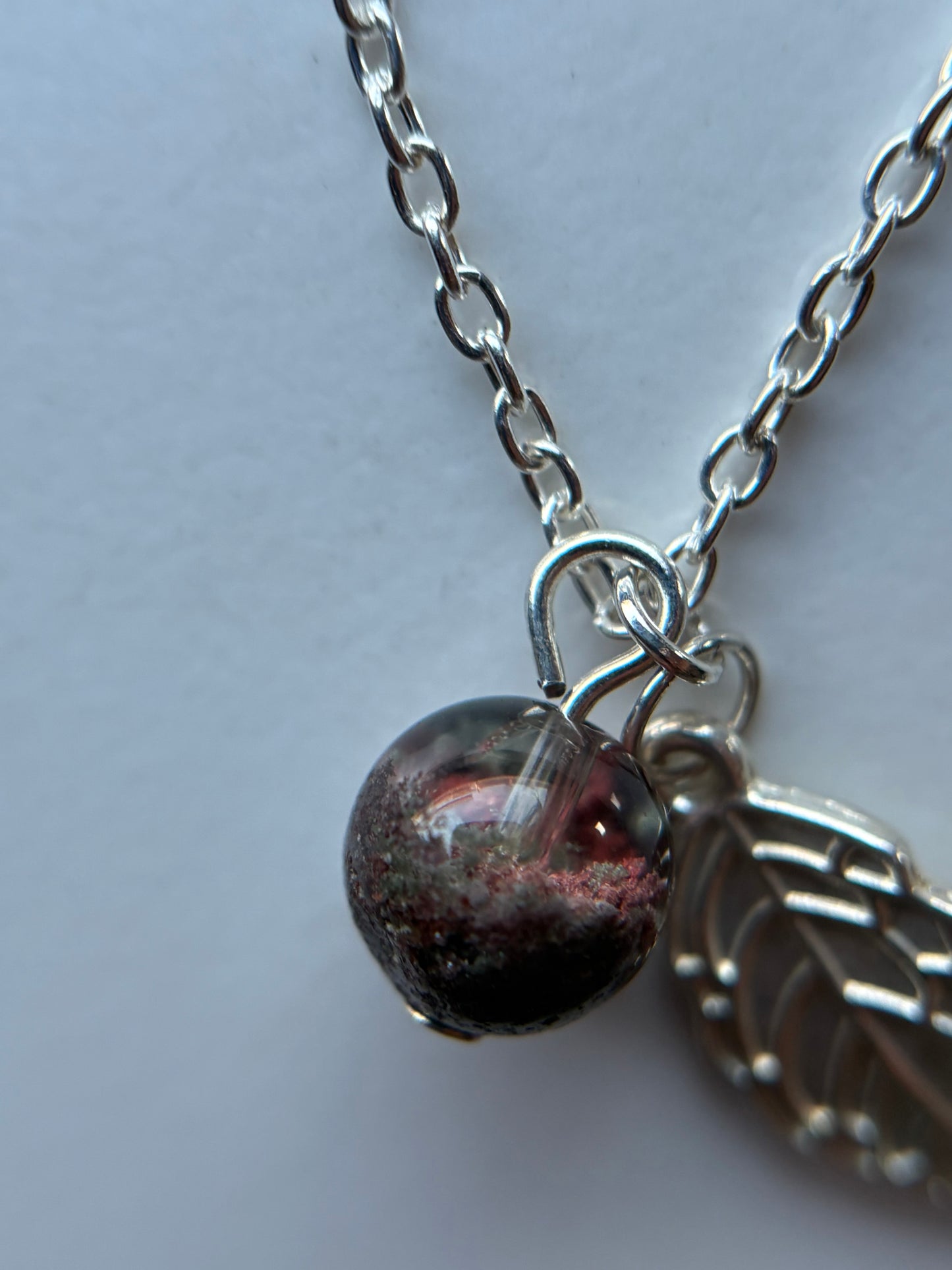 Garden Quartz Gemstone Crystal Silver Leaf Charm Necklace